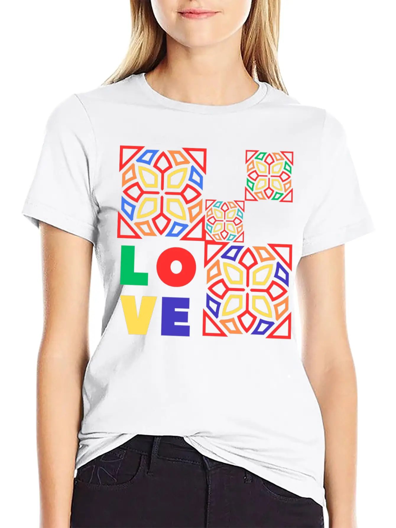 Love Mosaic Breathable Soft Cotton T-Shirt – Timeless Casual Look