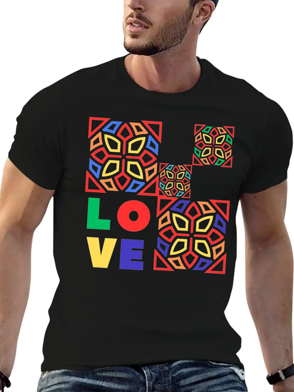 Love Mosaic Breathable Soft Cotton T-Shirt – Timeless Casual Look