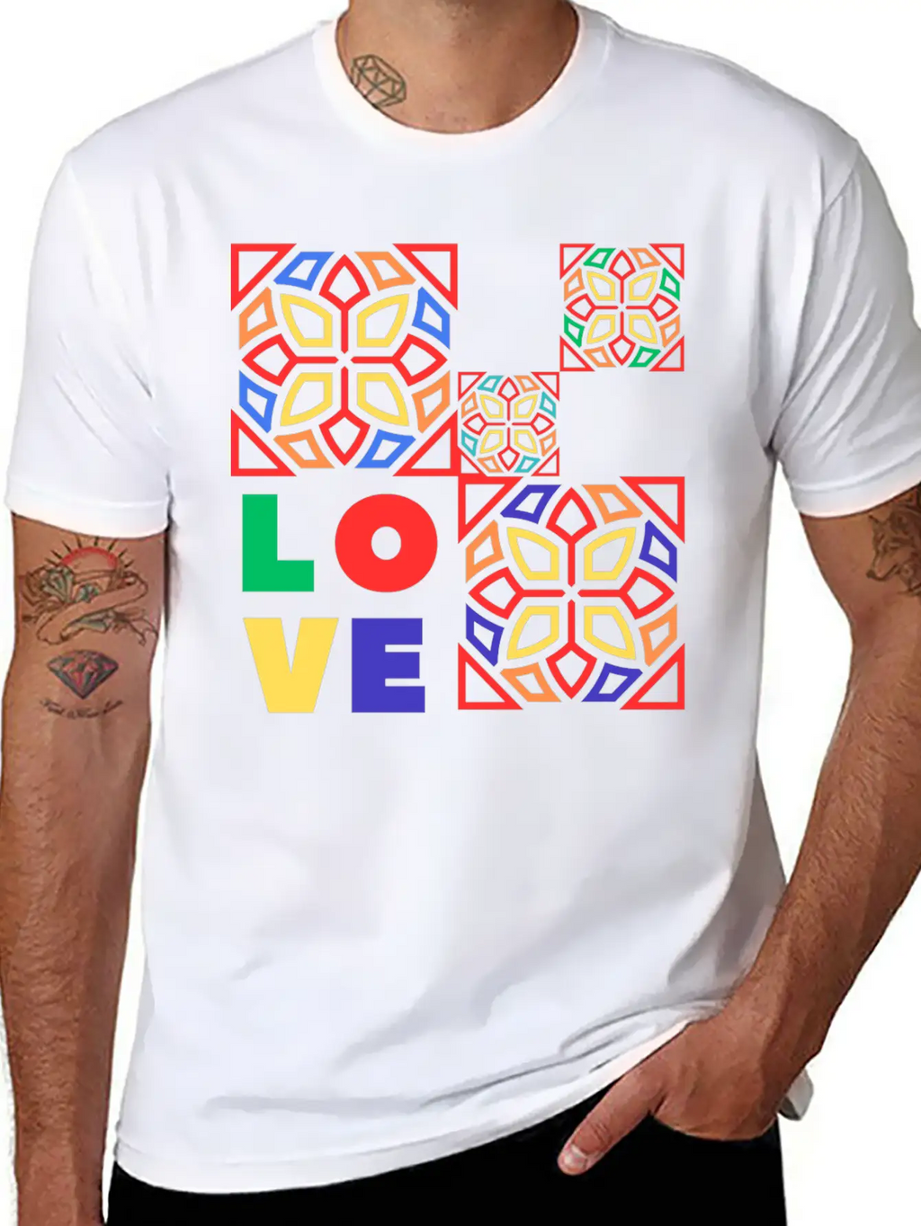 Love Mosaic Breathable Soft Cotton T-Shirt – Timeless Casual Look