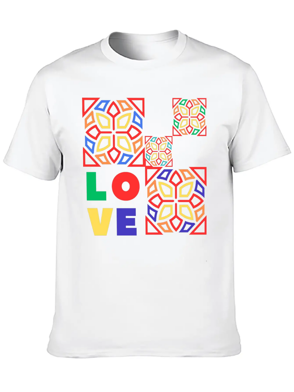 Love Mosaic Breathable Soft Cotton T-Shirt – Timeless Casual Look
