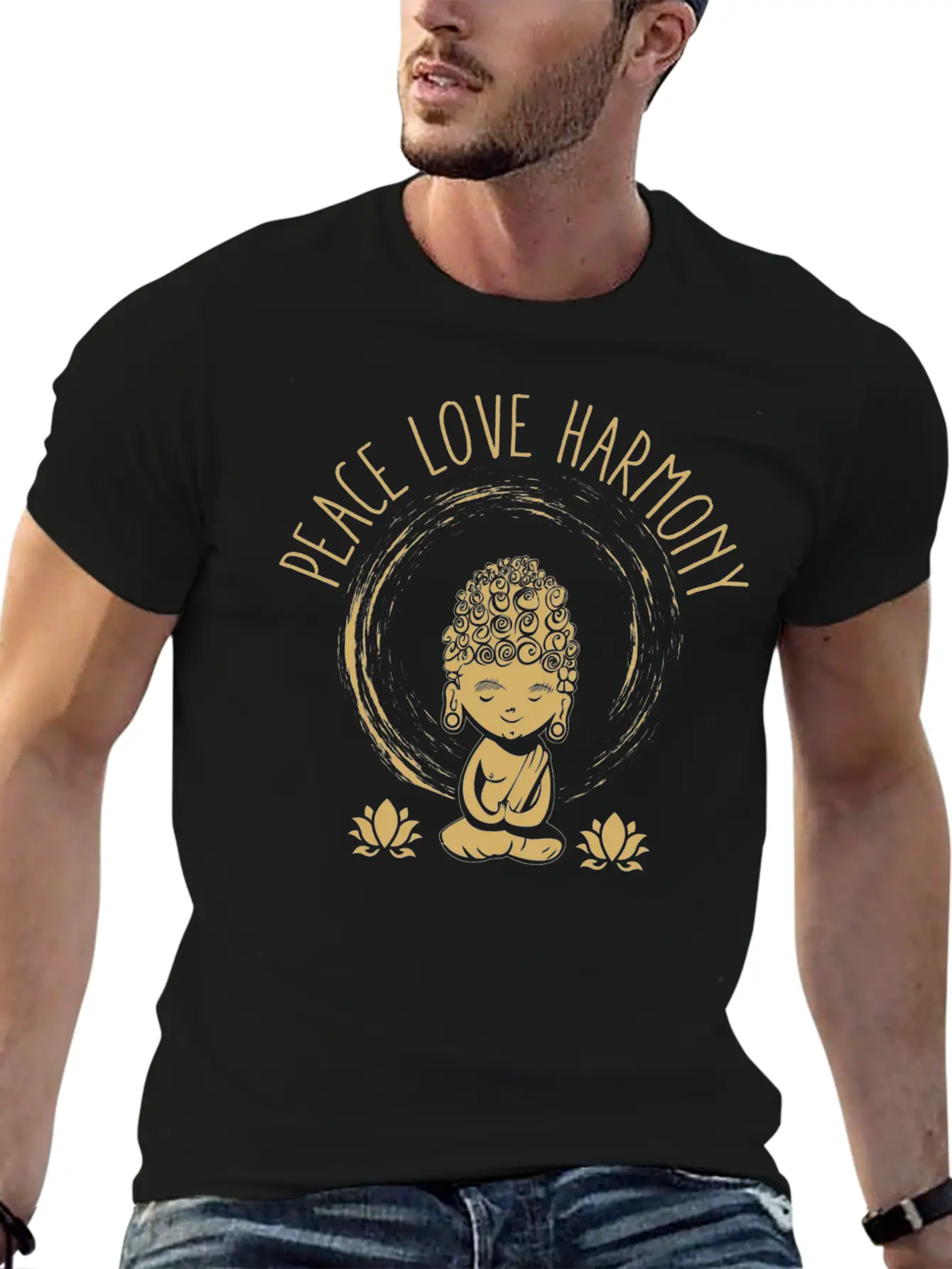 Love Peace Harmony Buddha Gift Idea Unisex Casual T-Shirt – Clean Design For Daily Comfort