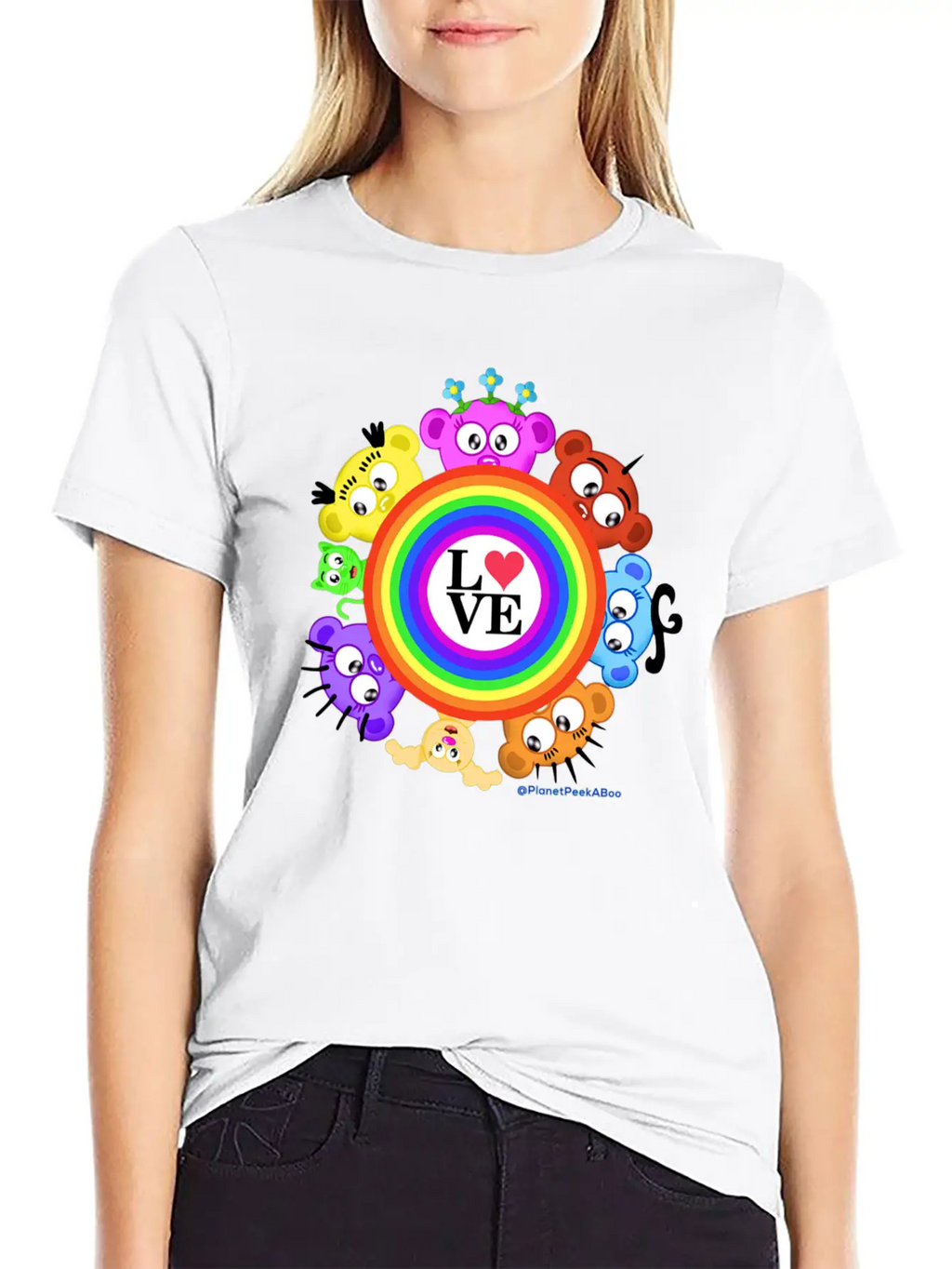 Love & Rainbows The PeekABoo Crew @PlanetPeekABoo Unisex Casual T-Shirt – Clean Design For Daily Comfort