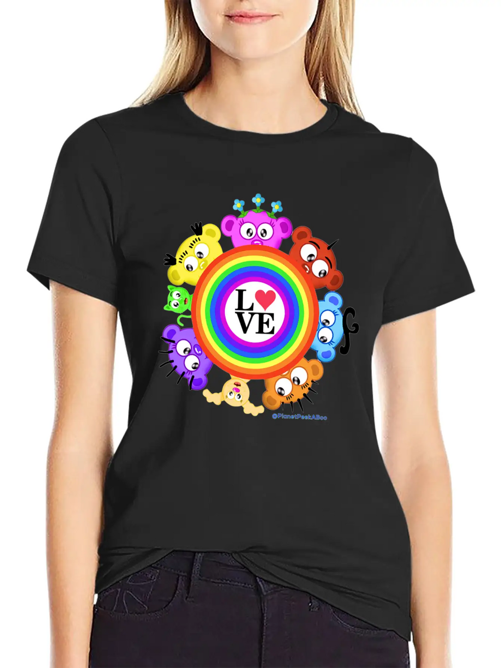Love & Rainbows The PeekABoo Crew @PlanetPeekABoo Unisex Casual T-Shirt – Clean Design For Daily Comfort
