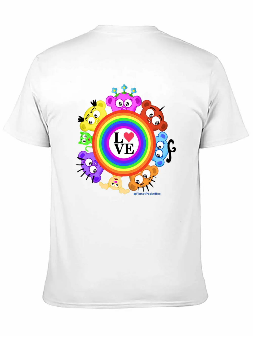 Love & Rainbows The PeekABoo Crew @PlanetPeekABoo Unisex Casual T-Shirt – Clean Design For Daily Comfort