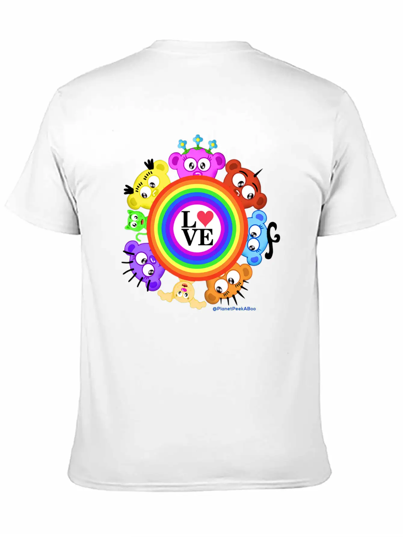 Love & Rainbows The PeekABoo Crew @PlanetPeekABoo Unisex Casual T-Shirt – Clean Design For Daily Comfort