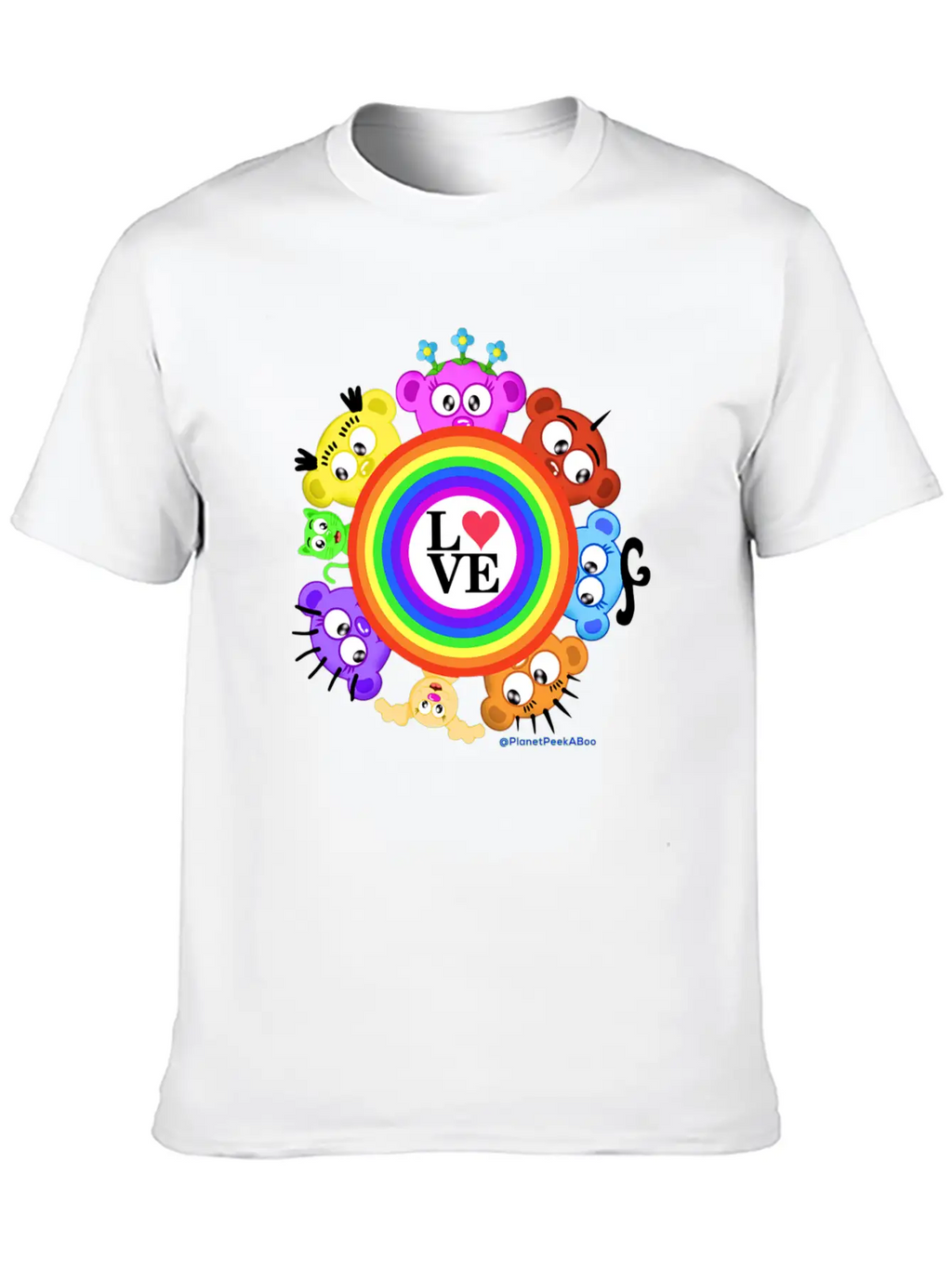 Love & Rainbows The PeekABoo Crew @PlanetPeekABoo Unisex Casual T-Shirt – Clean Design For Daily Comfort