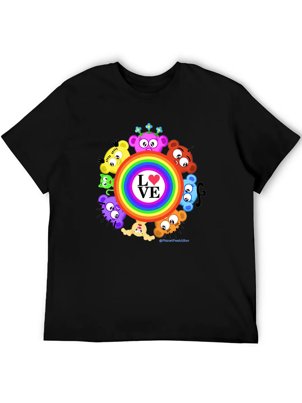 Love & Rainbows The PeekABoo Crew @PlanetPeekABoo Unisex Casual T-Shirt – Clean Design For Daily Comfort