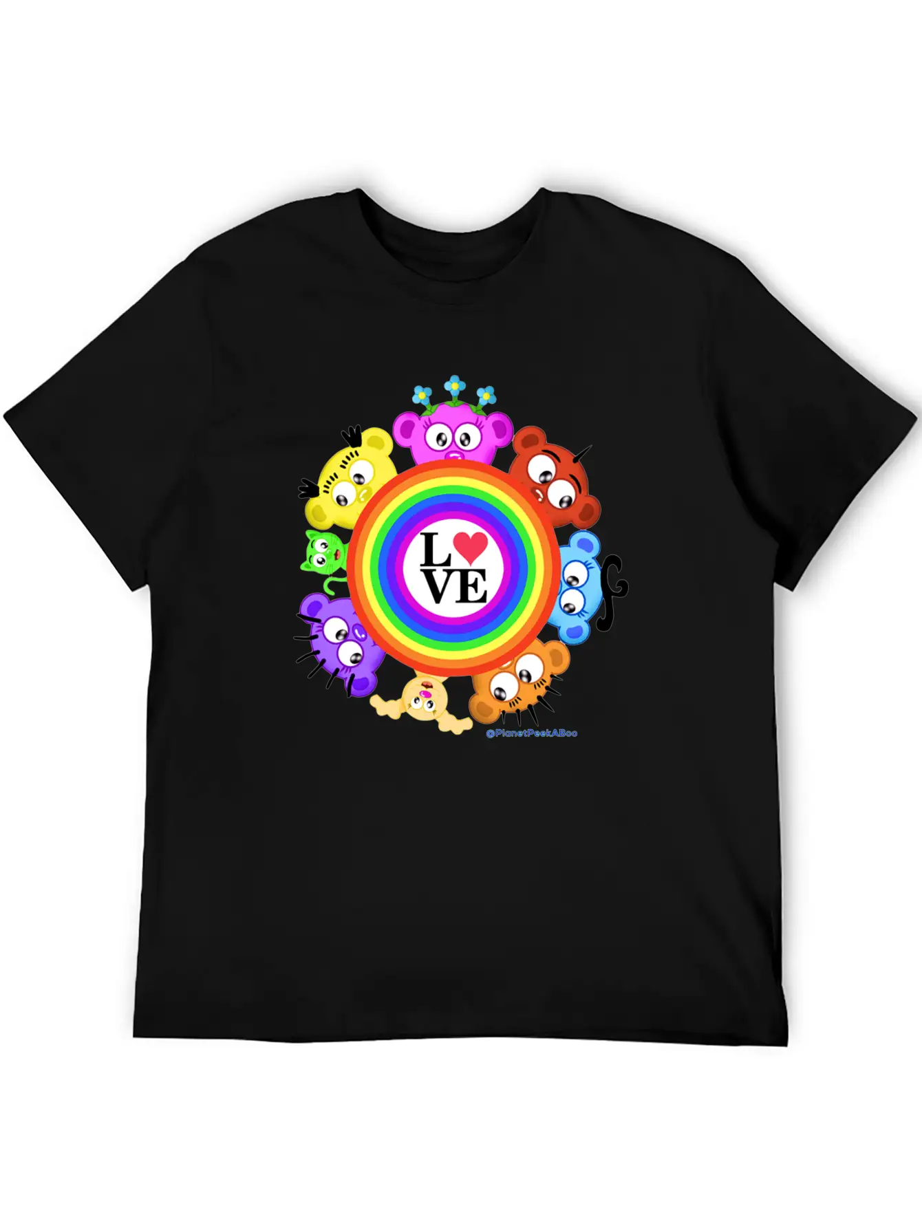 Love & Rainbows The PeekABoo Crew @PlanetPeekABoo Unisex Casual T-Shirt – Clean Design For Daily Comfort