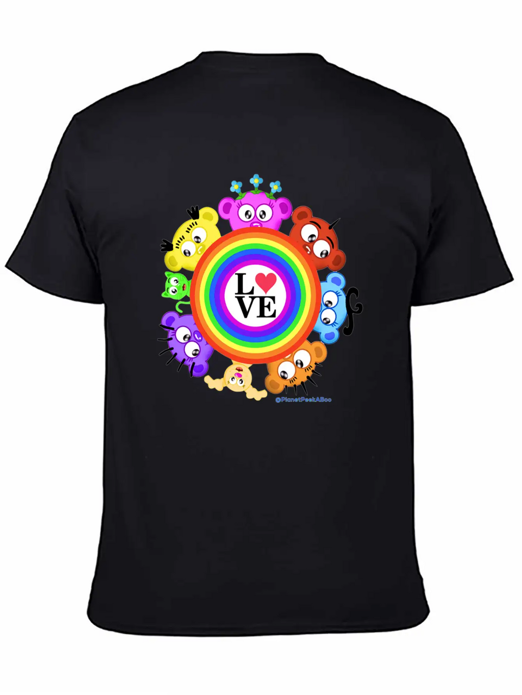 Love & Rainbows The PeekABoo Crew @PlanetPeekABoo Unisex Casual T-Shirt – Clean Design For Daily Comfort