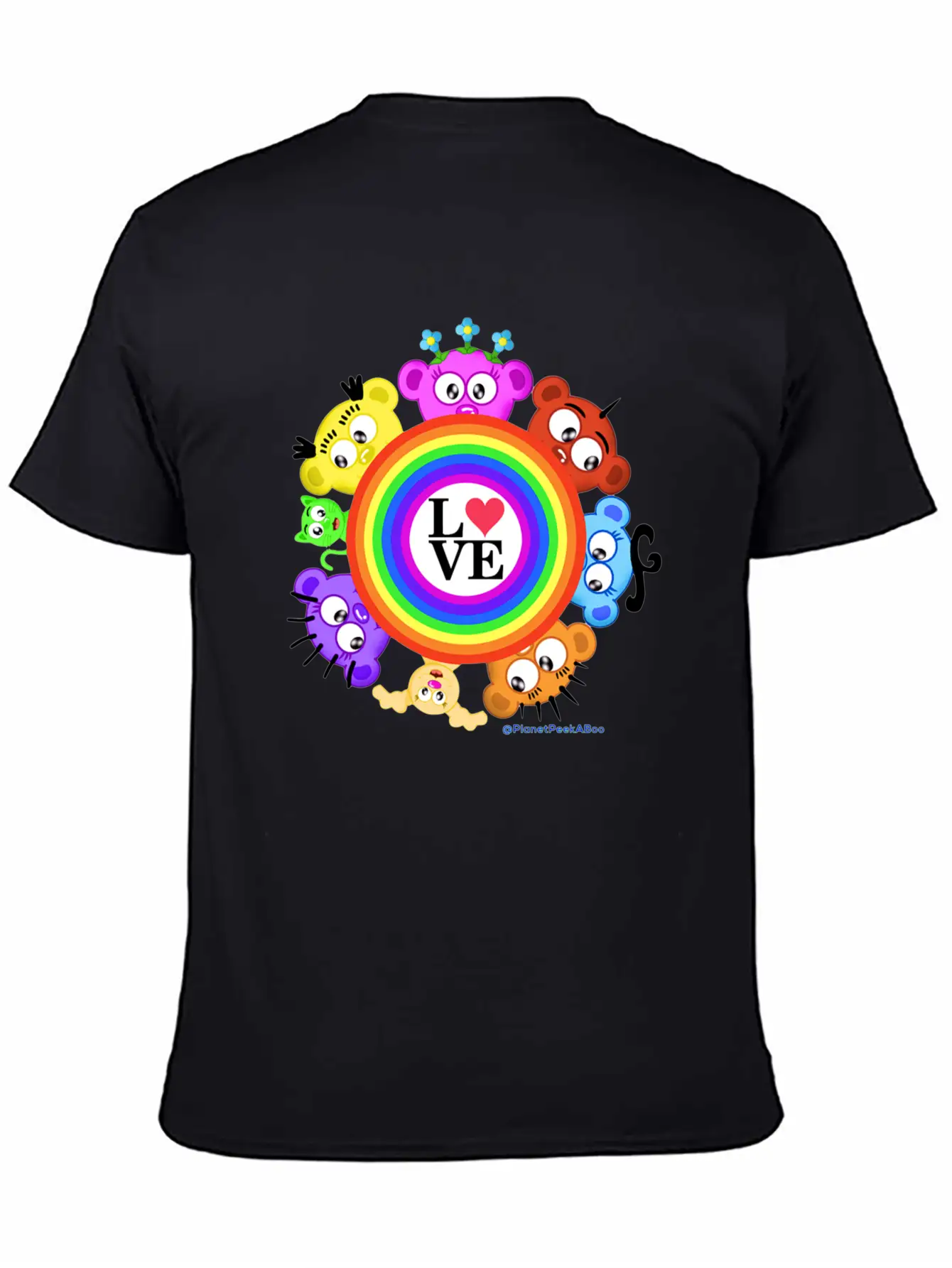 Love & Rainbows The PeekABoo Crew @PlanetPeekABoo Unisex Casual T-Shirt – Clean Design For Daily Comfort