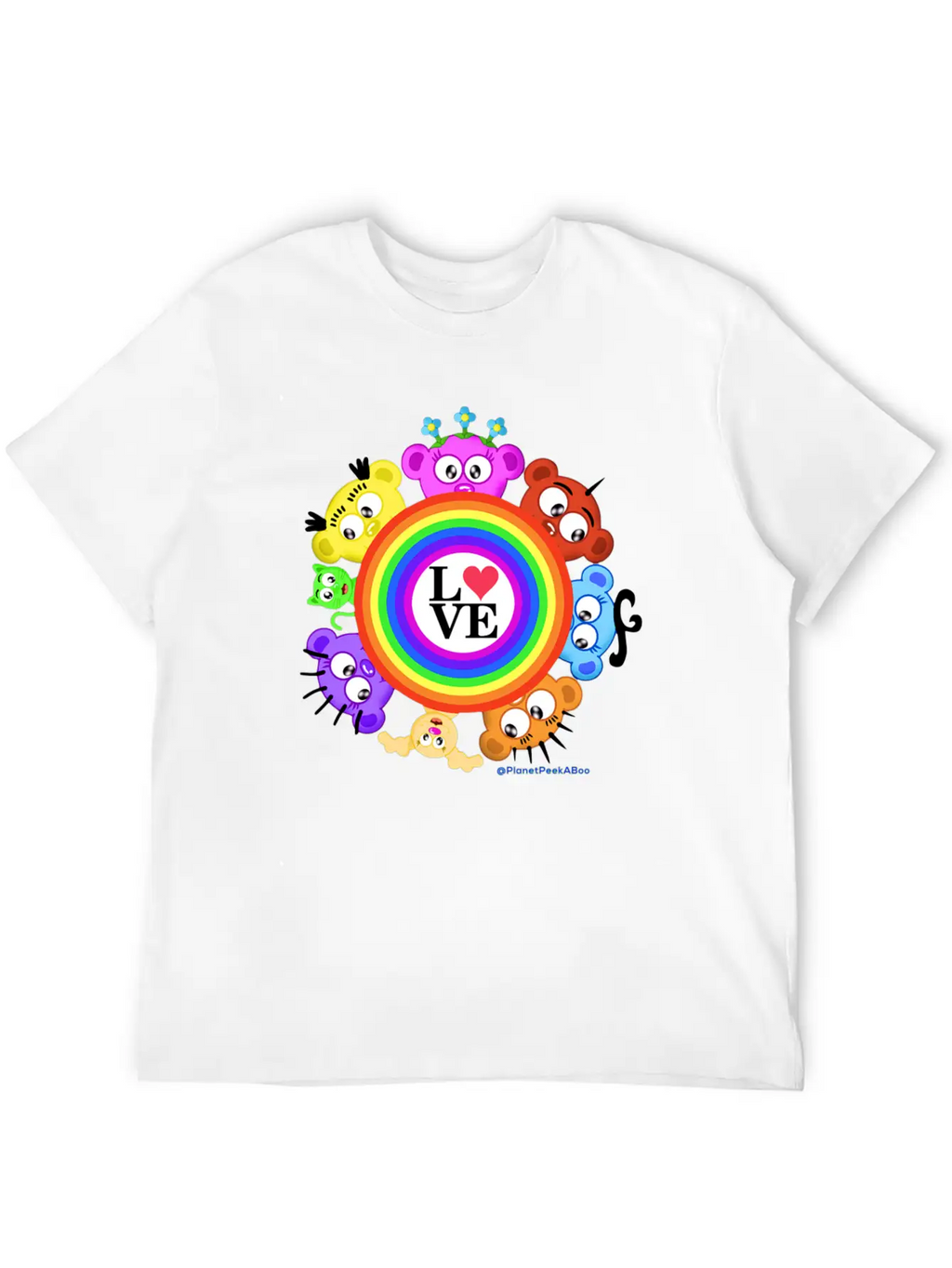 Love & Rainbows The PeekABoo Crew @PlanetPeekABoo Unisex Casual T-Shirt – Clean Design For Daily Comfort
