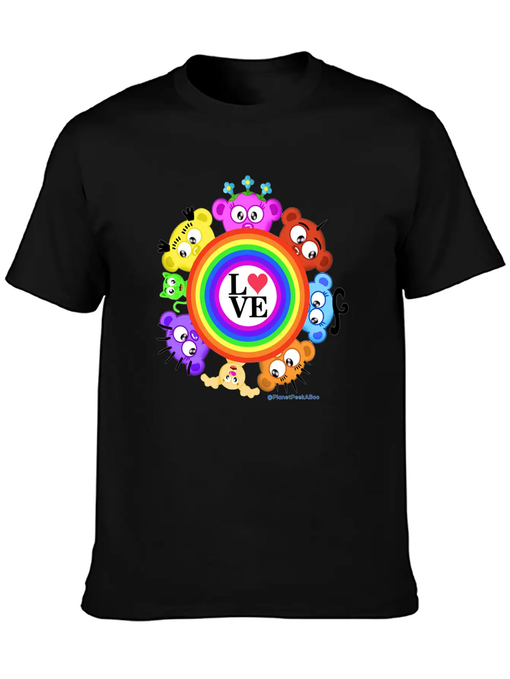 Love & Rainbows The PeekABoo Crew @PlanetPeekABoo Unisex Casual T-Shirt – Clean Design For Daily Comfort