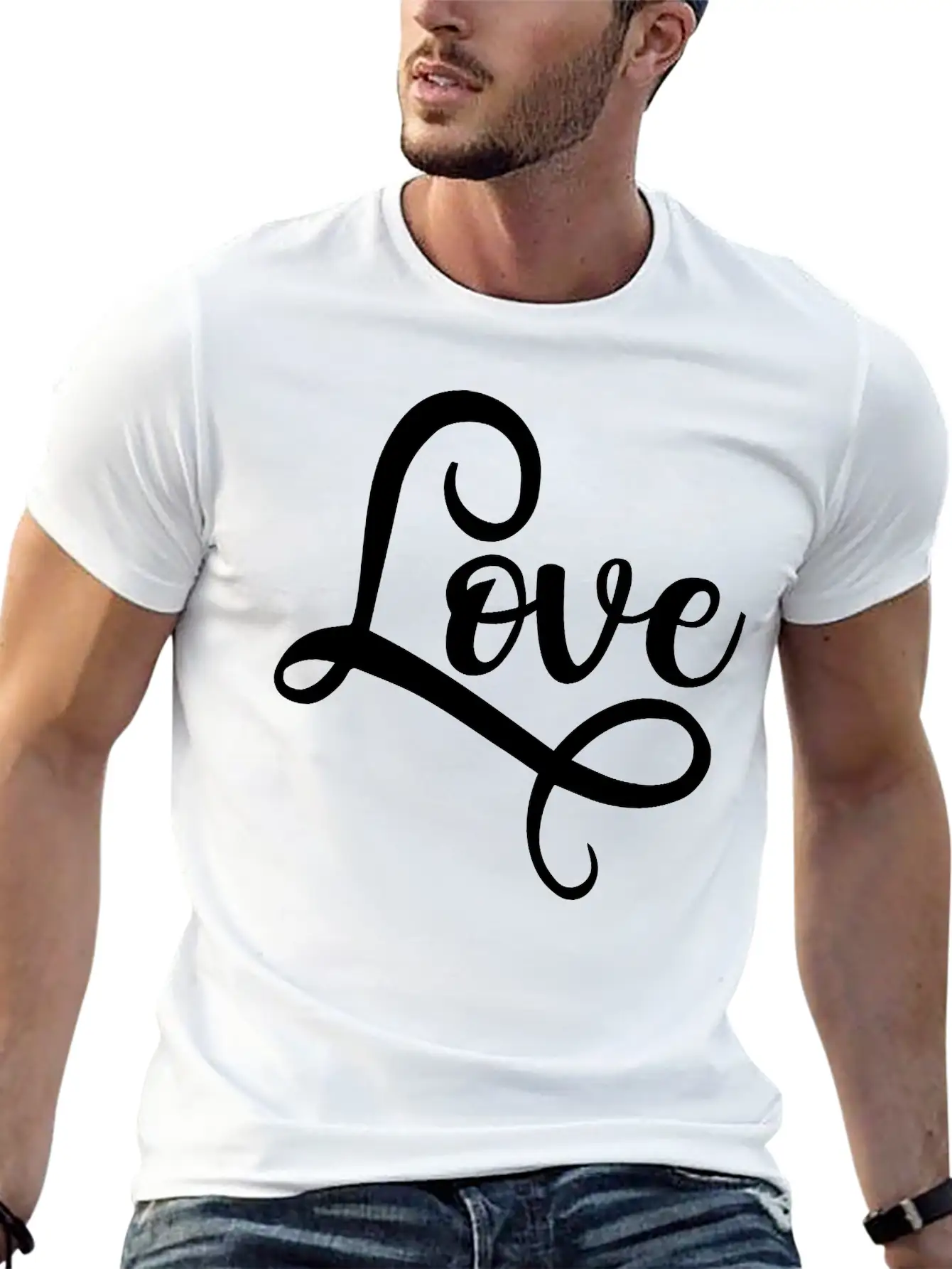 Love Script Typography Stylish Everyday T-Shirt – Unisex Basic Cotton Tee