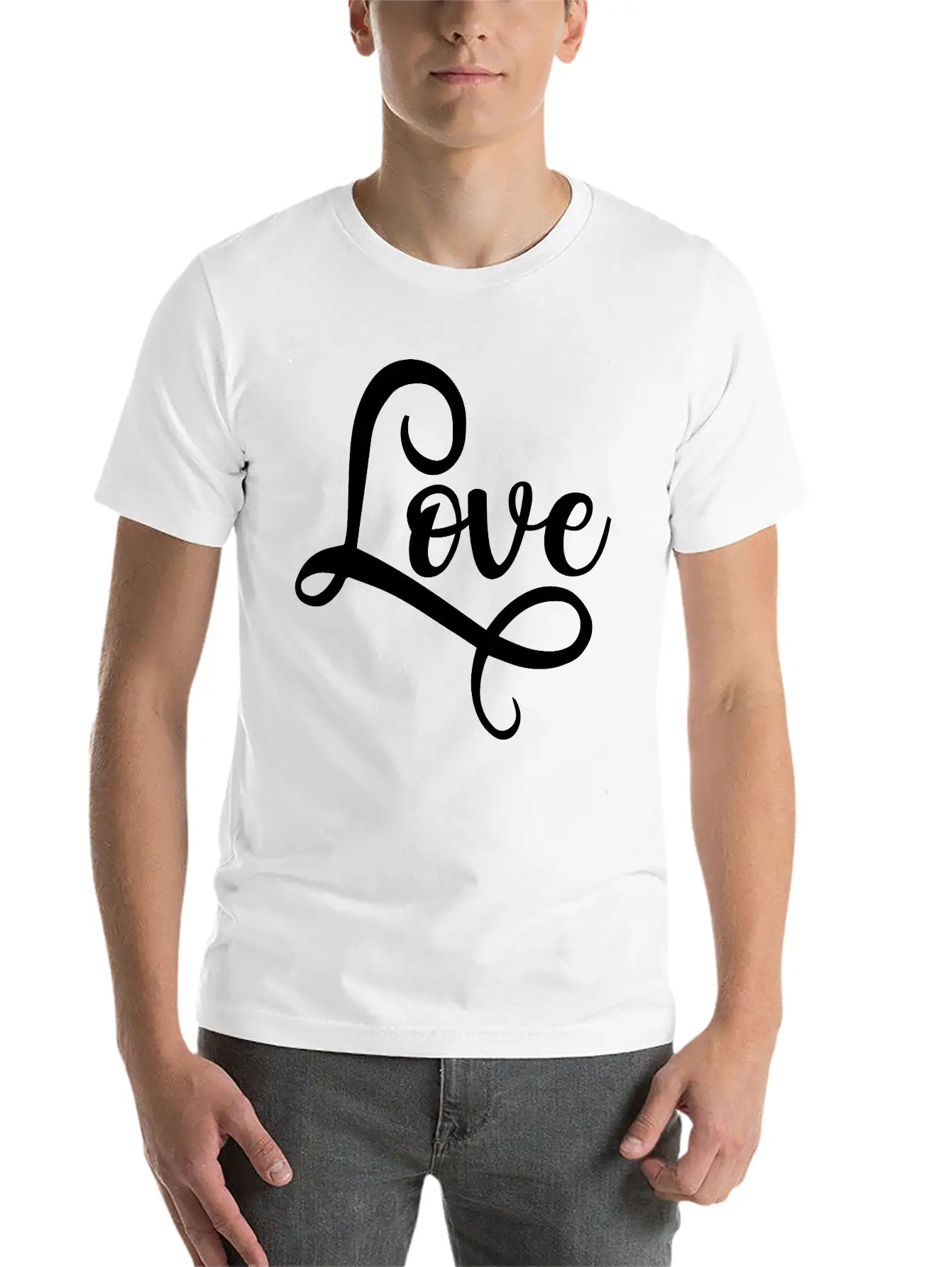 Love Script Typography Stylish Everyday T-Shirt – Unisex Basic Cotton Tee