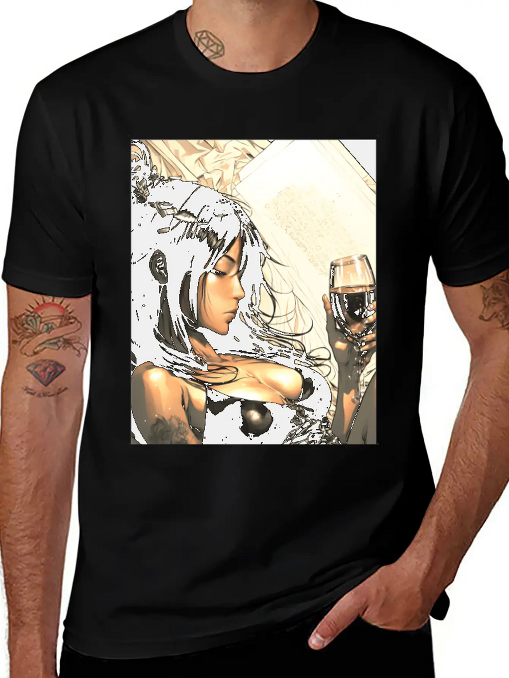 Love Sweet Manga Girl Digital Wallart Print POSTER Breathable Soft Cotton T-Shirt – Timeless Casual Look