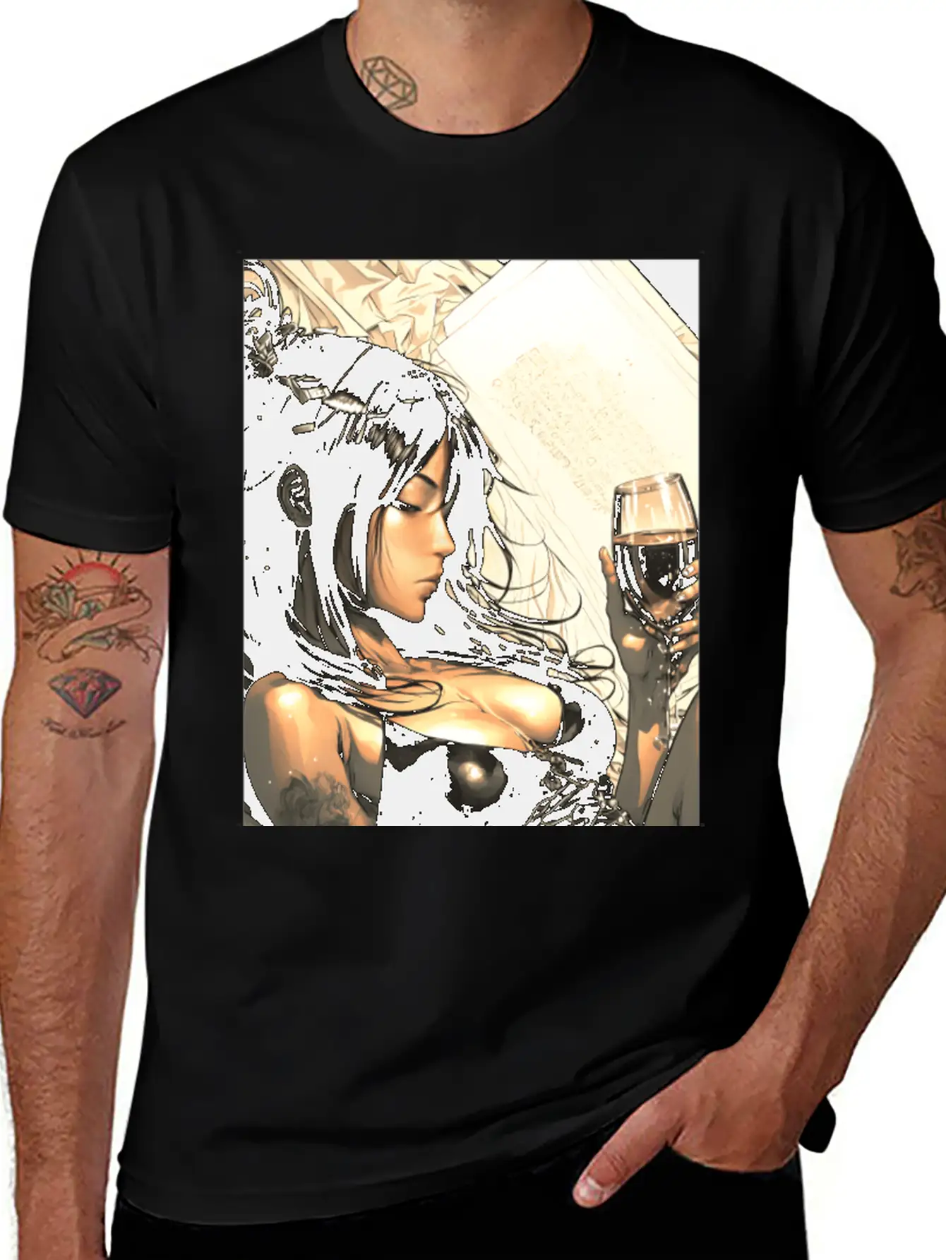 Love Sweet Manga Girl Digital Wallart Print POSTER Breathable Soft Cotton T-Shirt – Timeless Casual Look