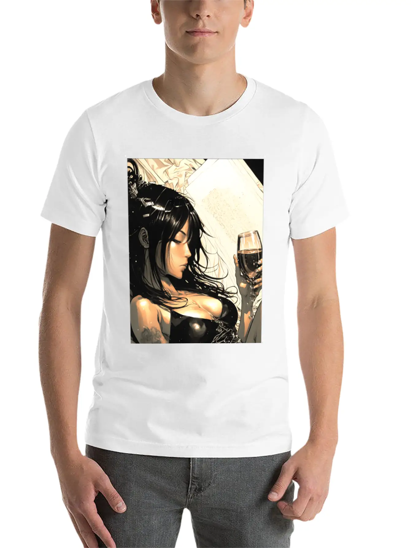 Love Sweet Manga Girl Digital Wallart Print POSTER Breathable Soft Cotton T-Shirt – Timeless Casual Look