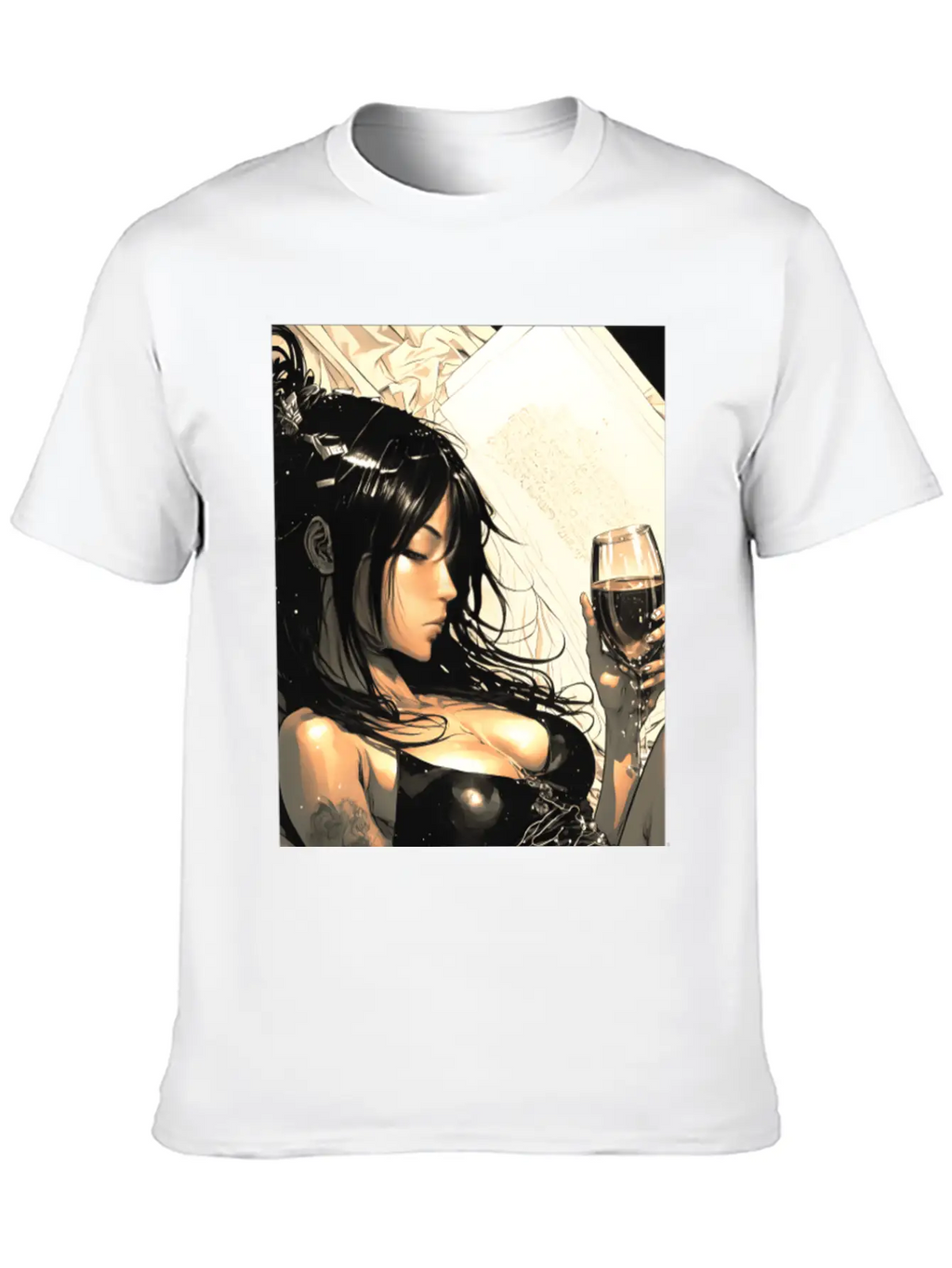 Love Sweet Manga Girl Digital Wallart Print POSTER Breathable Soft Cotton T-Shirt – Timeless Casual Look