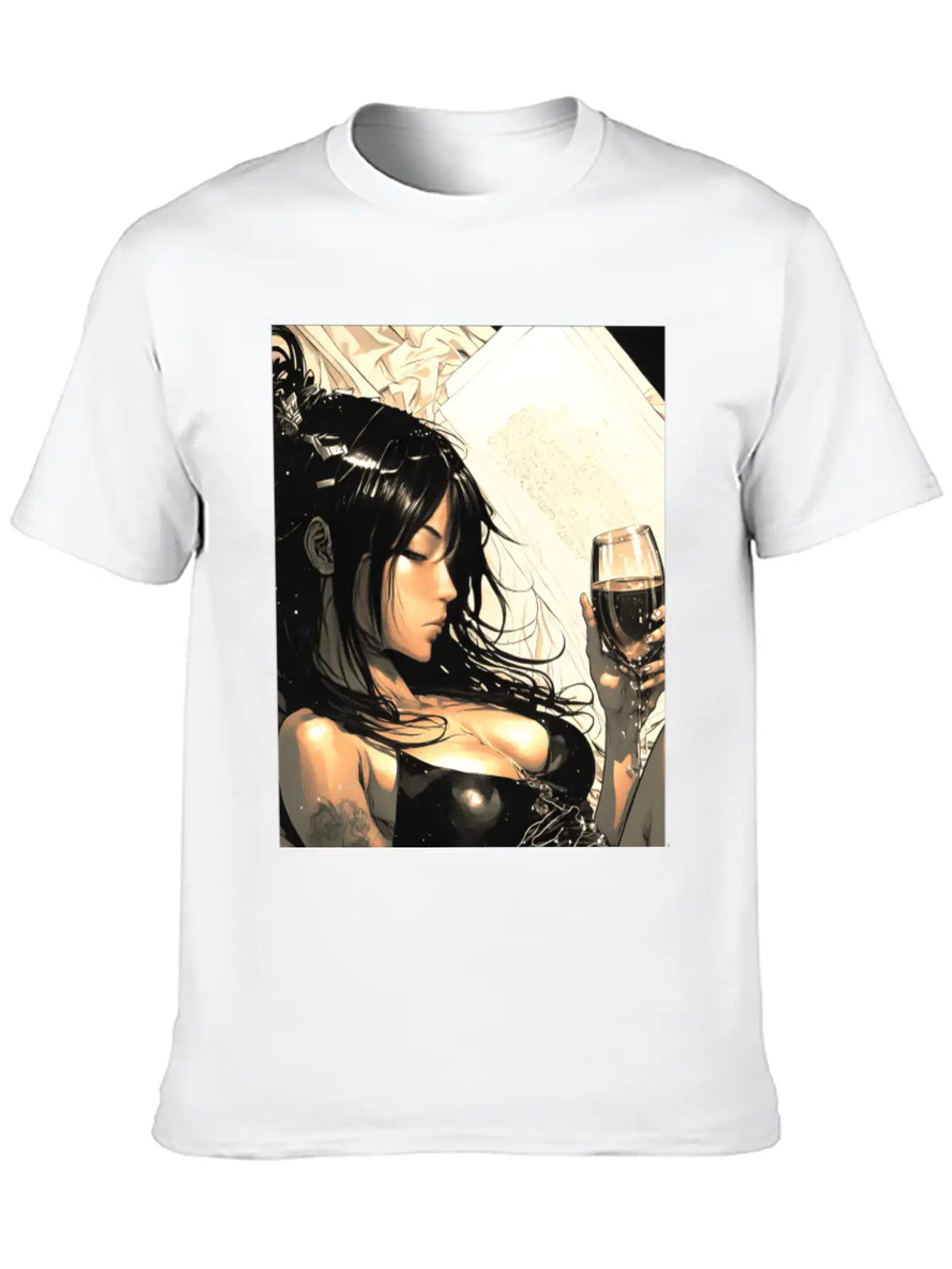 Love Sweet Manga Girl Digital Wallart Print POSTER Breathable Soft Cotton T-Shirt – Timeless Casual Look