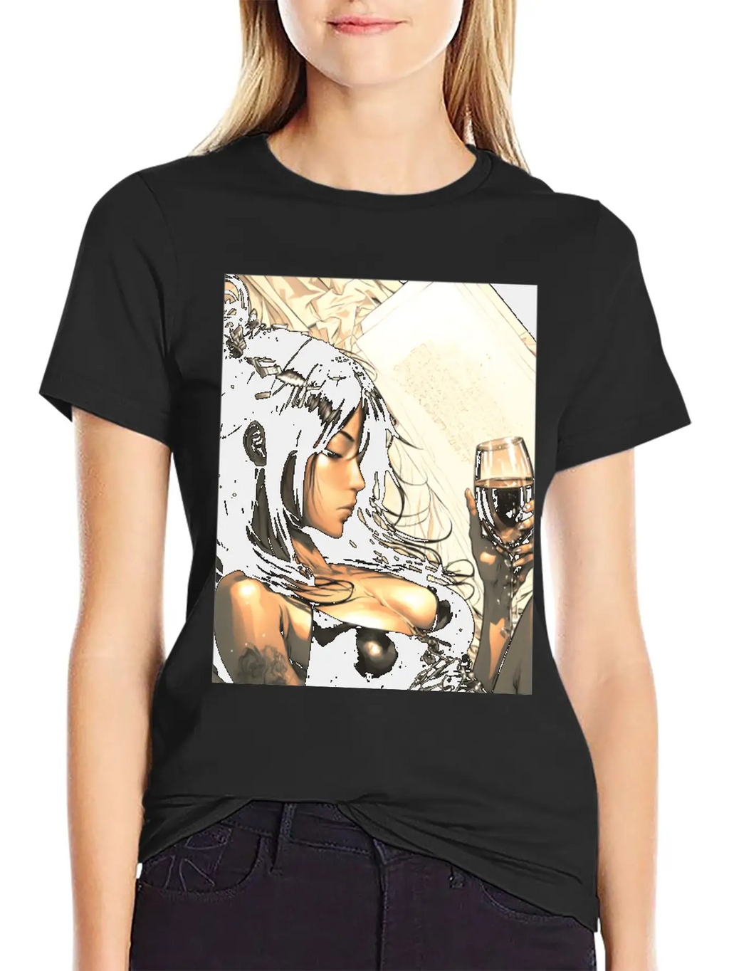Love Sweet Manga Girl Digital Wallart Print POSTER Breathable Soft Cotton T-Shirt – Timeless Casual Look