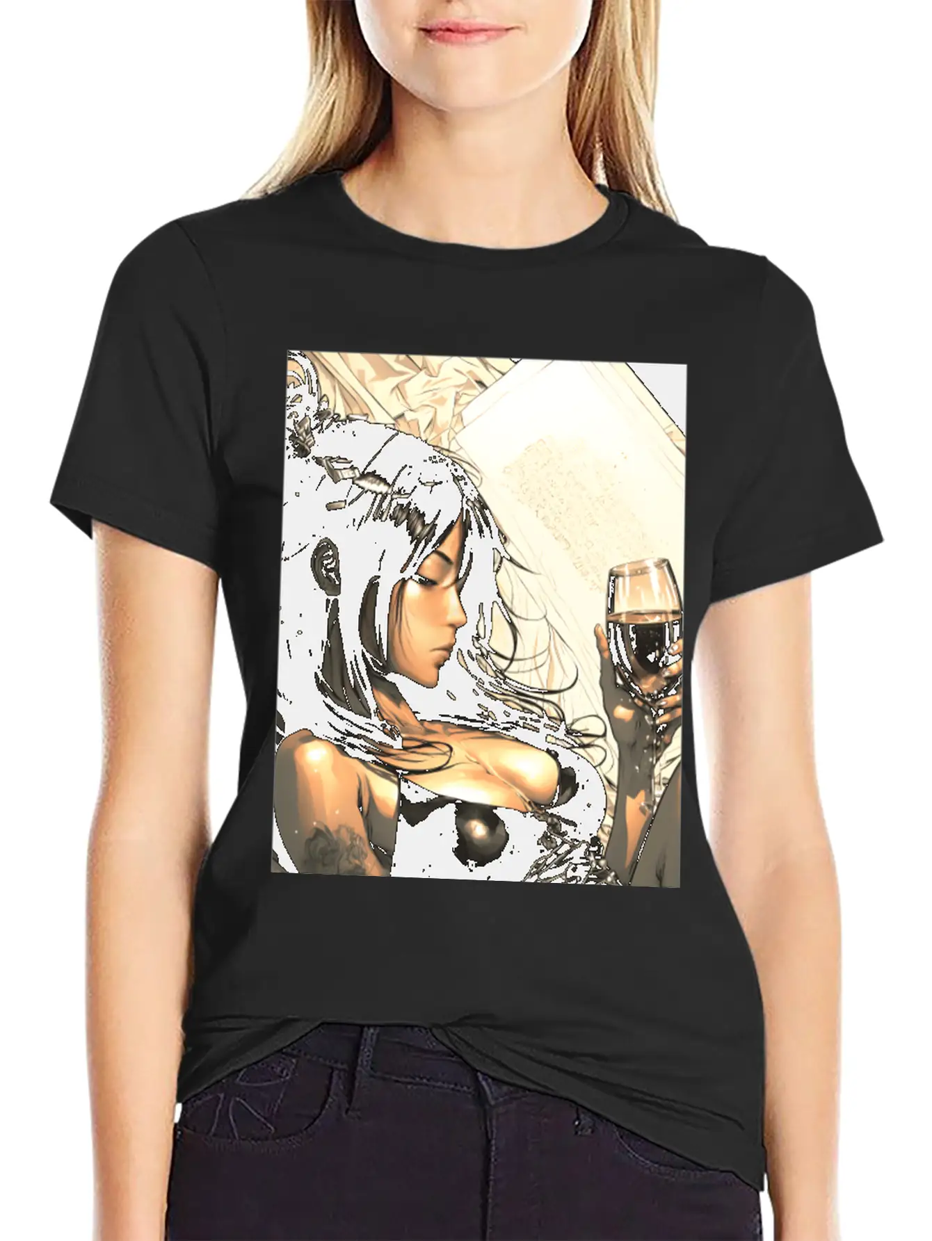 Love Sweet Manga Girl Digital Wallart Print POSTER Breathable Soft Cotton T-Shirt – Timeless Casual Look