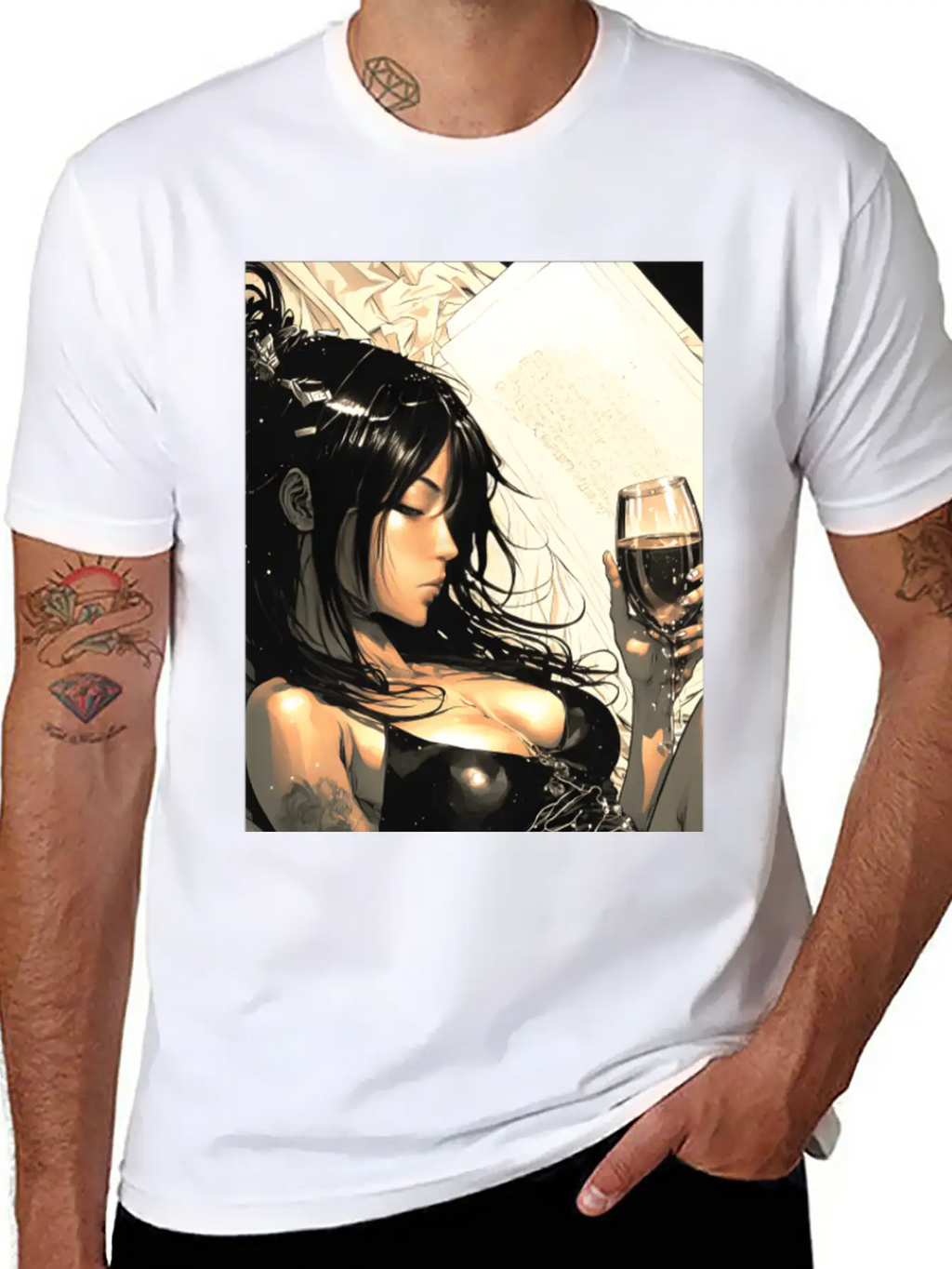 Love Sweet Manga Girl Digital Wallart Print POSTER Breathable Soft Cotton T-Shirt – Timeless Casual Look