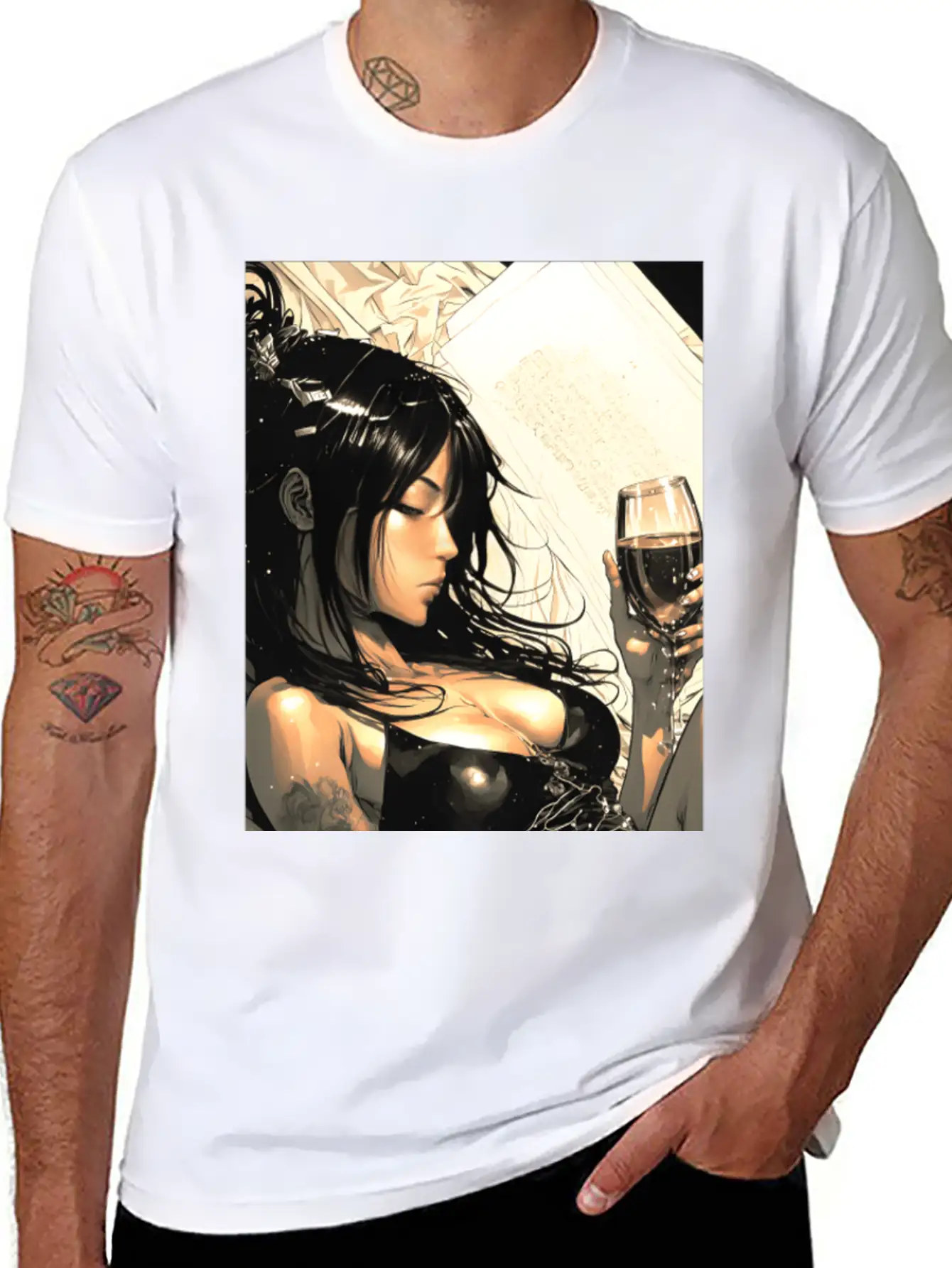 Love Sweet Manga Girl Digital Wallart Print POSTER Breathable Soft Cotton T-Shirt – Timeless Casual Look