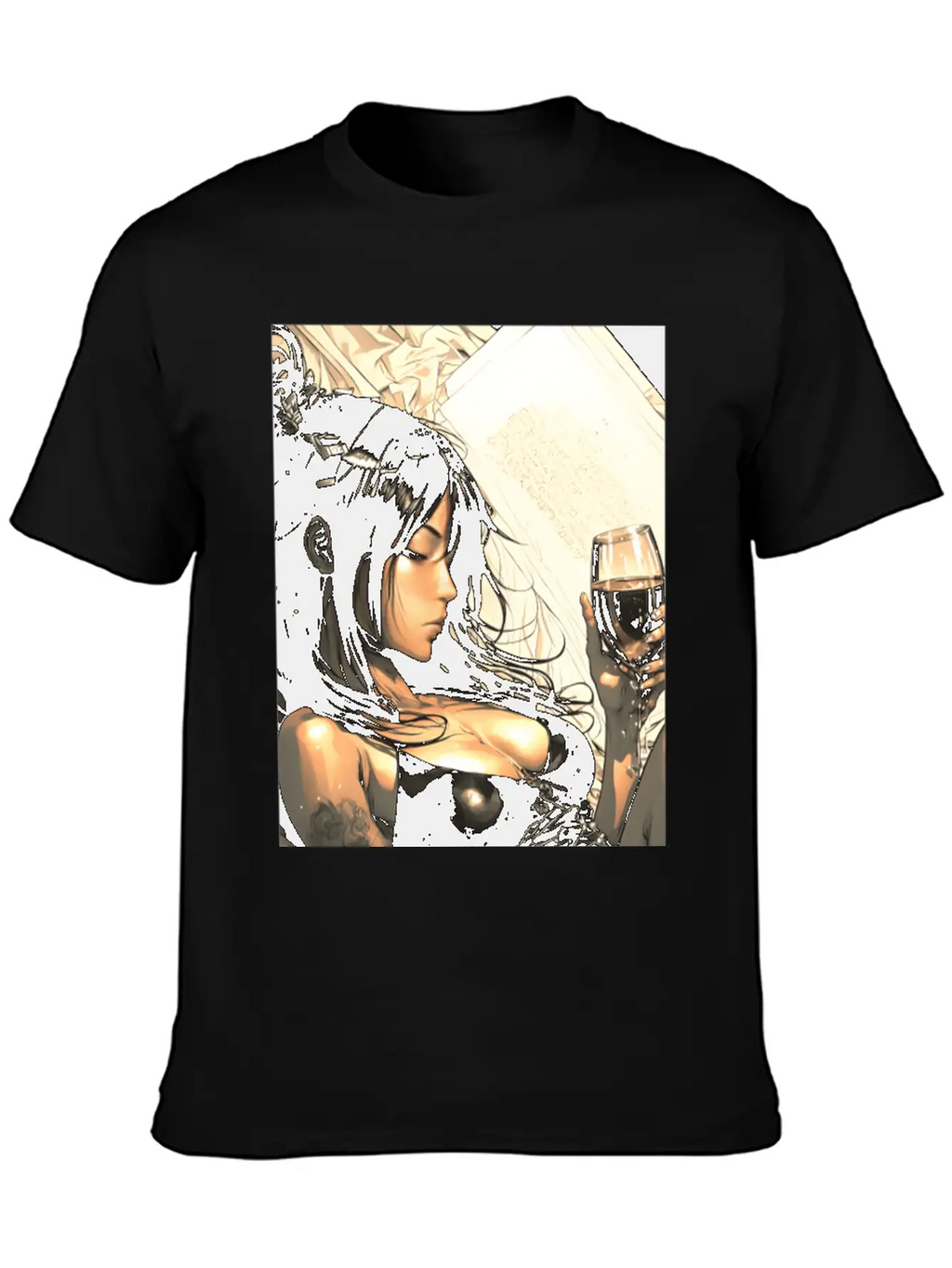 Love Sweet Manga Girl Digital Wallart Print POSTER Breathable Soft Cotton T-Shirt – Timeless Casual Look