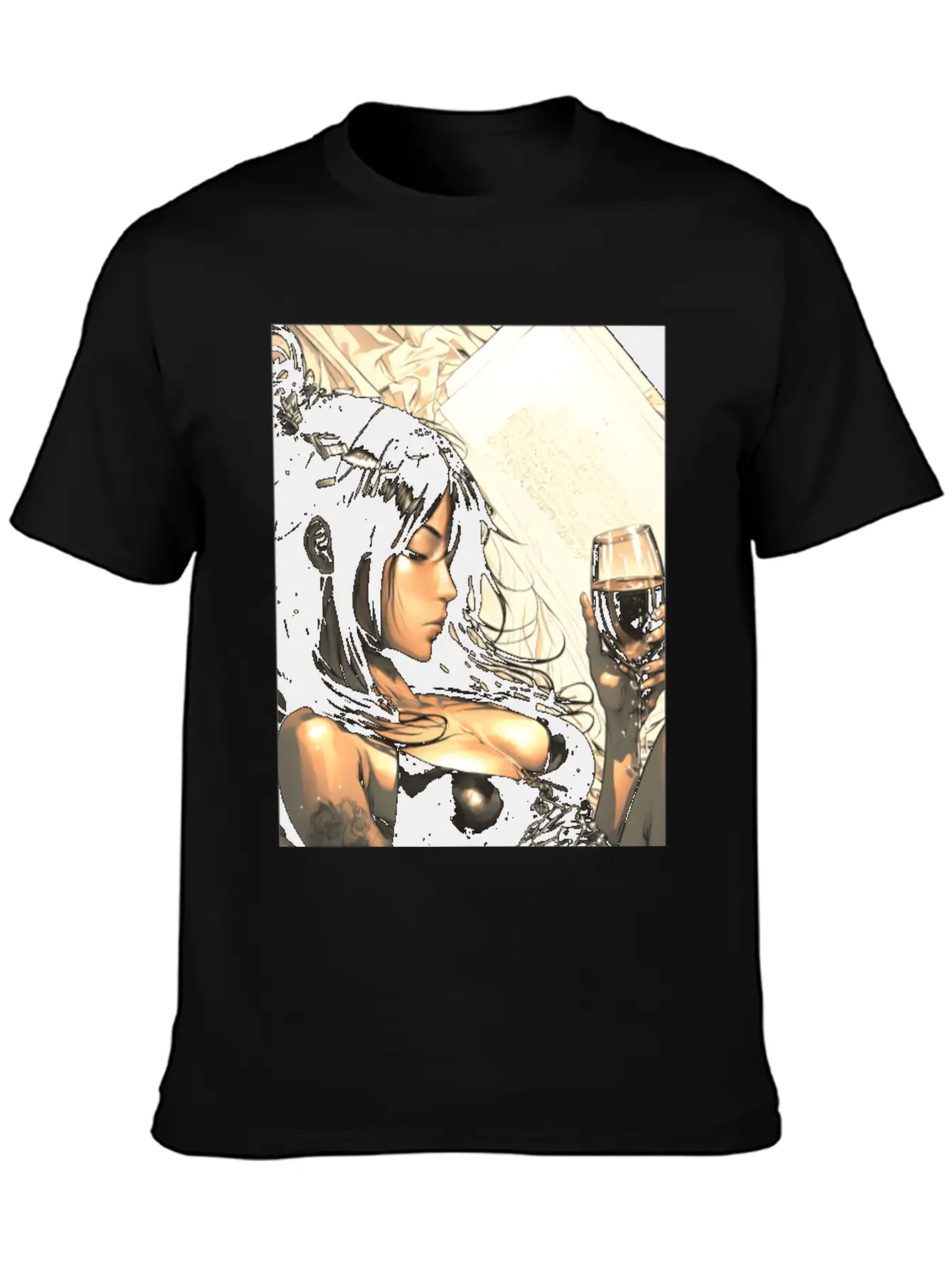 Love Sweet Manga Girl Digital Wallart Print POSTER Breathable Soft Cotton T-Shirt – Timeless Casual Look