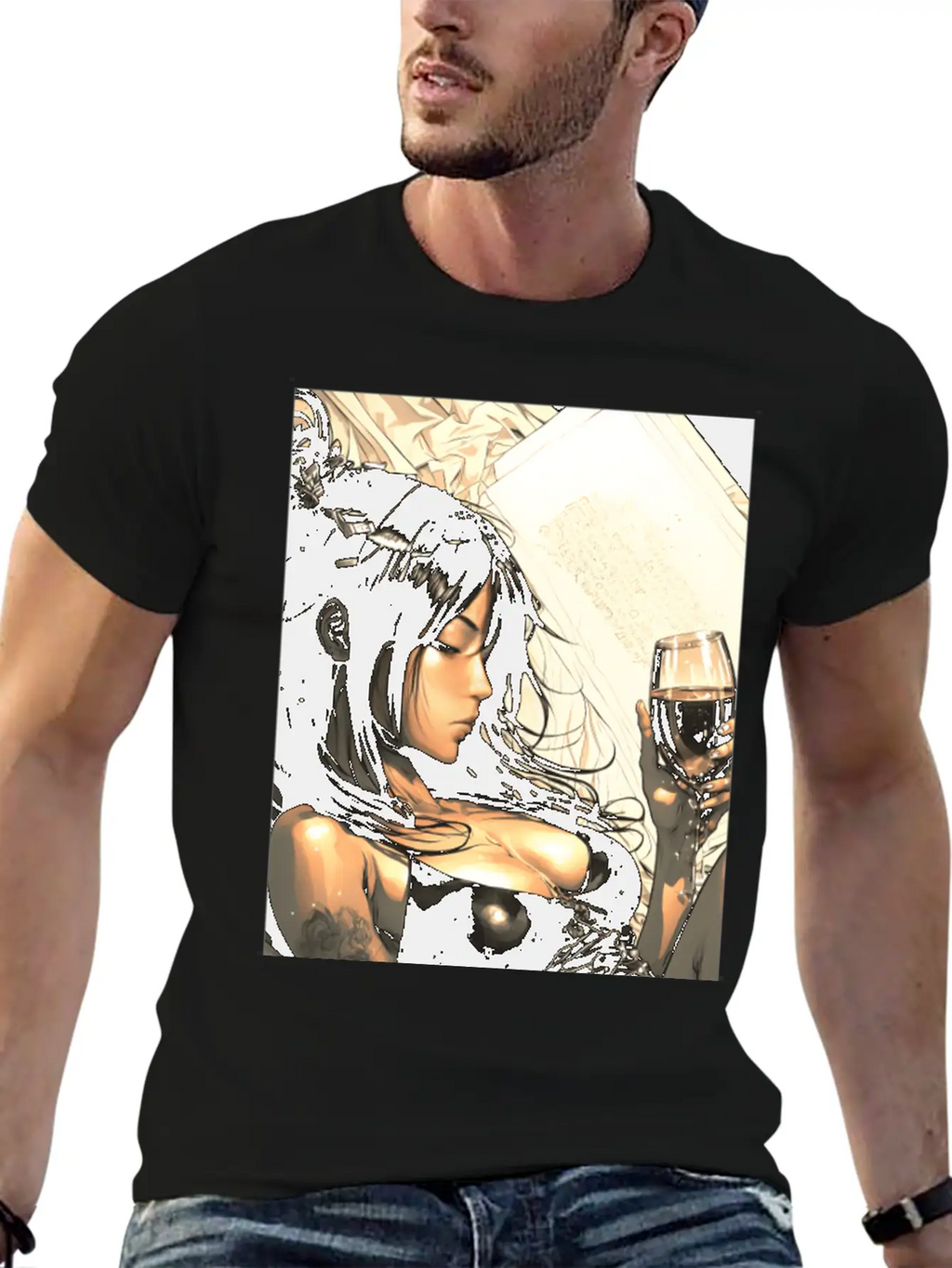 Love Sweet Manga Girl Digital Wallart Print POSTER Breathable Soft Cotton T-Shirt – Timeless Casual Look