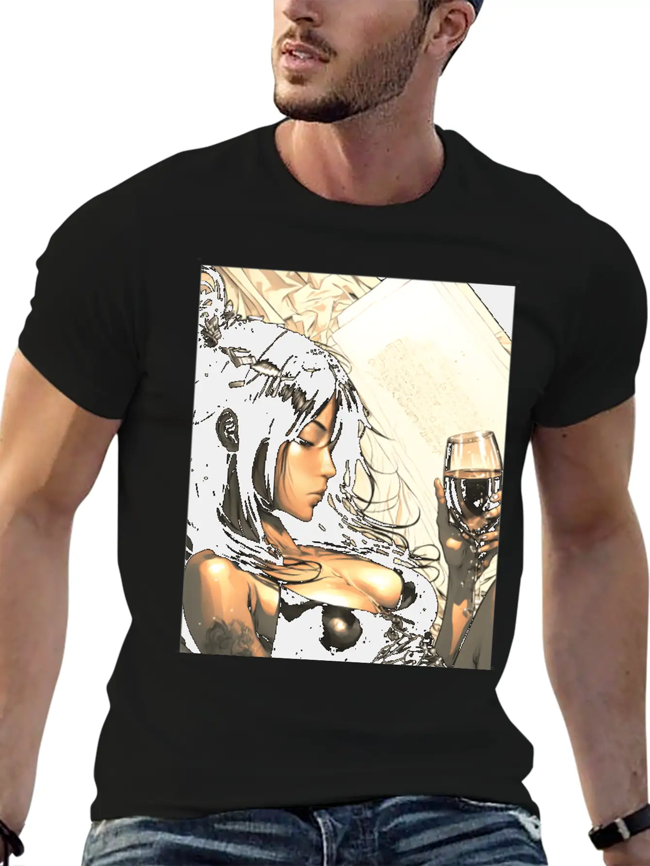 Love Sweet Manga Girl Digital Wallart Print POSTER Breathable Soft Cotton T-Shirt – Timeless Casual Look