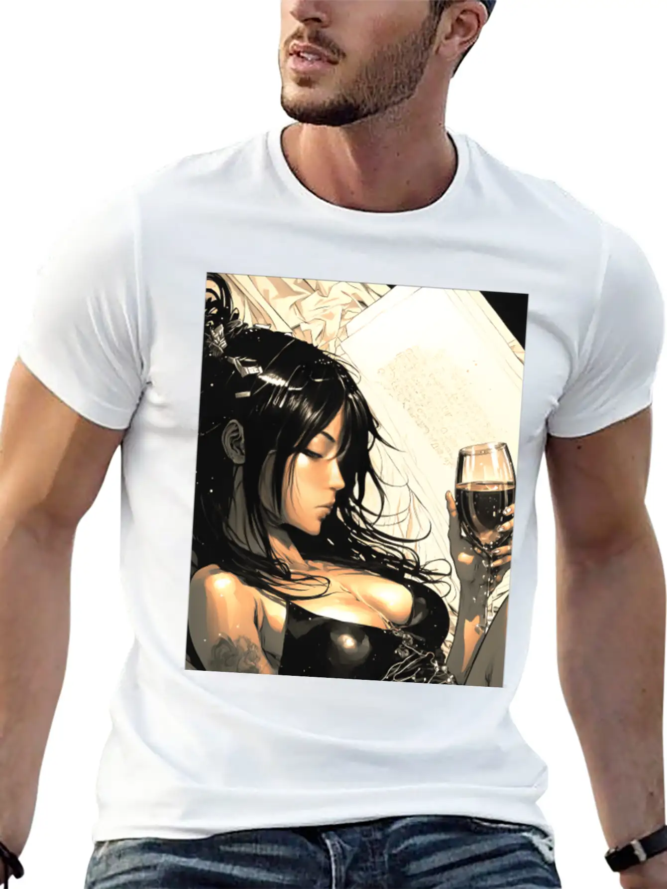 Love Sweet Manga Girl Digital Wallart Print POSTER Breathable Soft Cotton T-Shirt – Timeless Casual Look
