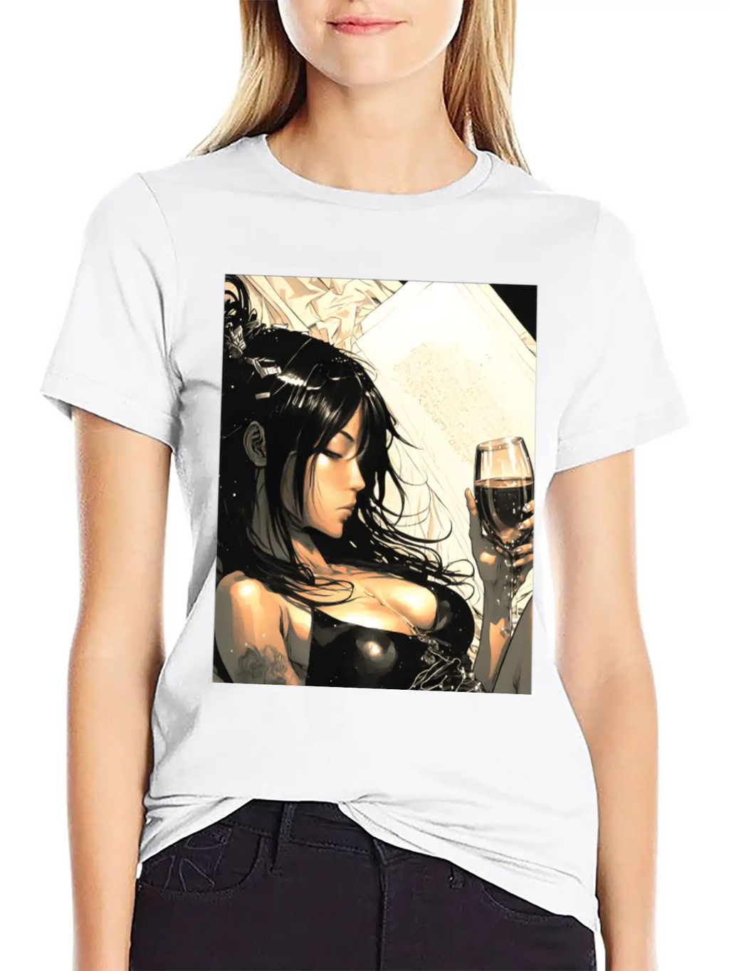 Love Sweet Manga Girl Digital Wallart Print POSTER Breathable Soft Cotton T-Shirt – Timeless Casual Look