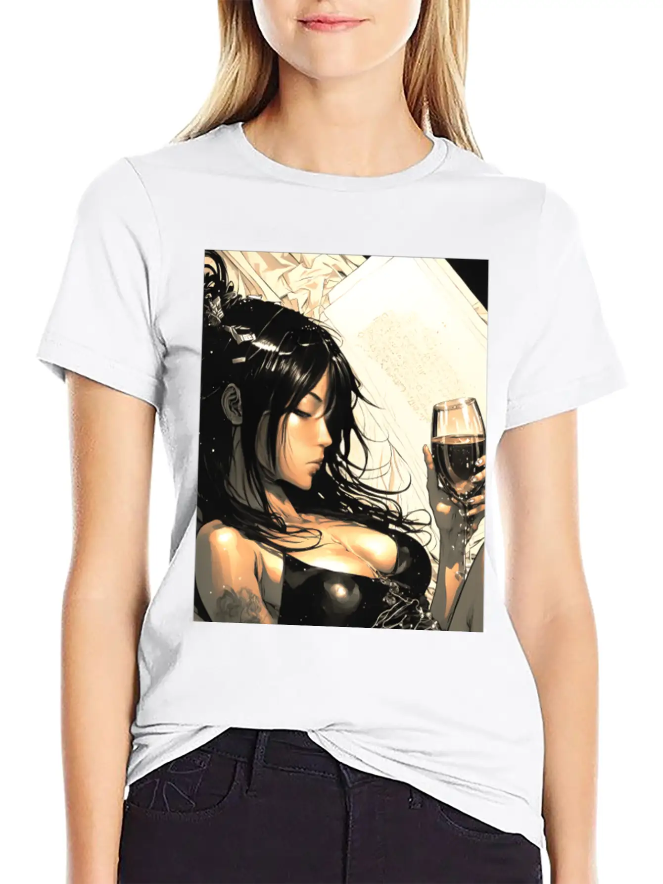 Love Sweet Manga Girl Digital Wallart Print POSTER Breathable Soft Cotton T-Shirt – Timeless Casual Look