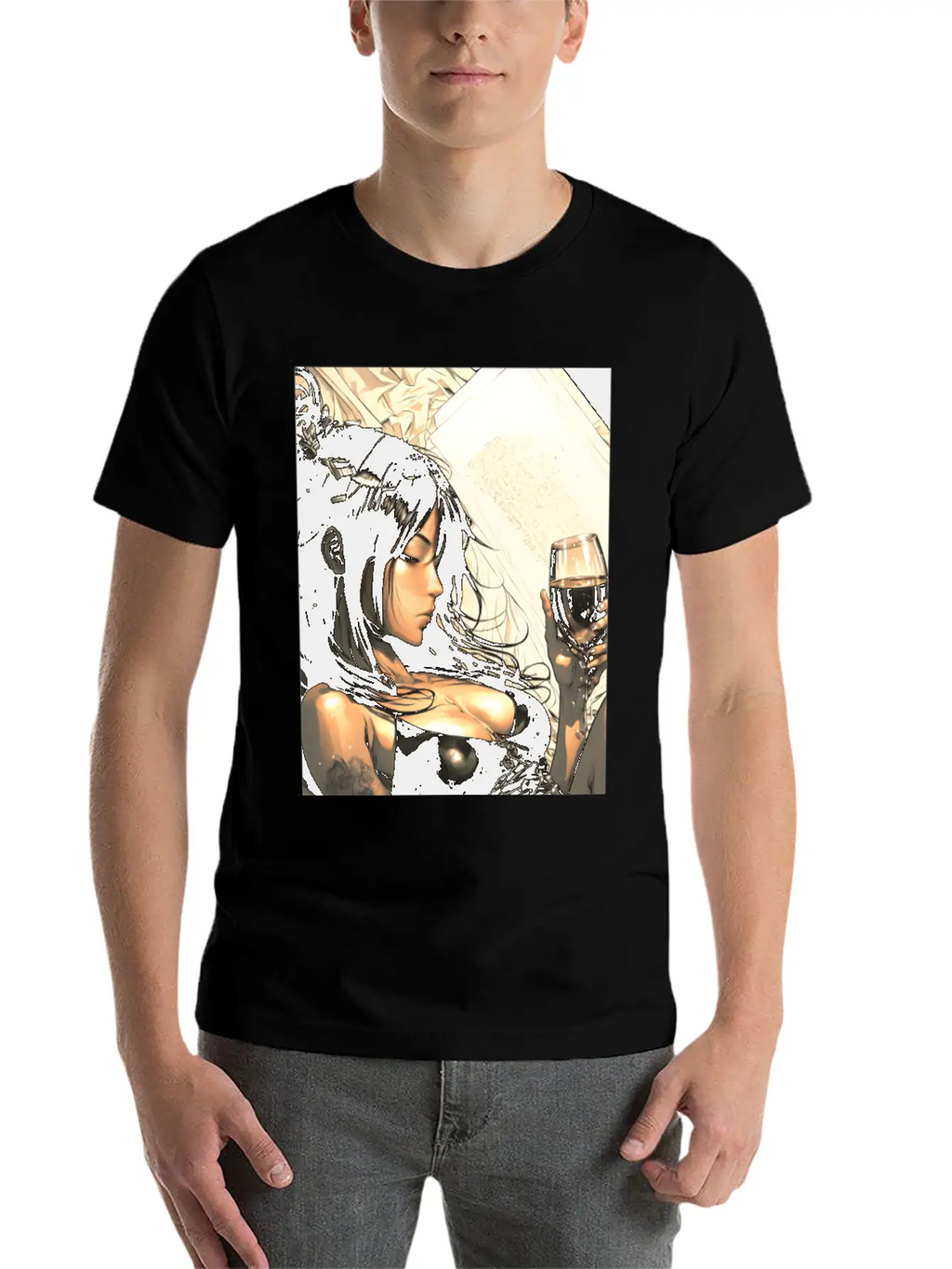Love Sweet Manga Girl Digital Wallart Print POSTER Breathable Soft Cotton T-Shirt – Timeless Casual Look
