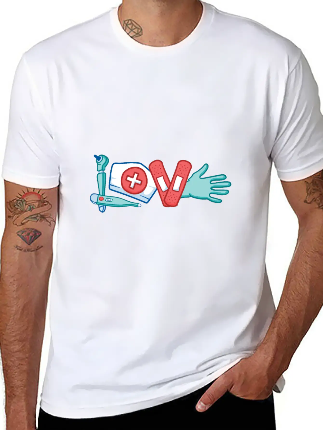 LOVE Written With Medical Supply Doctor And Nurse Breathable Graphic T-Shirt – Perfect For Casual Days