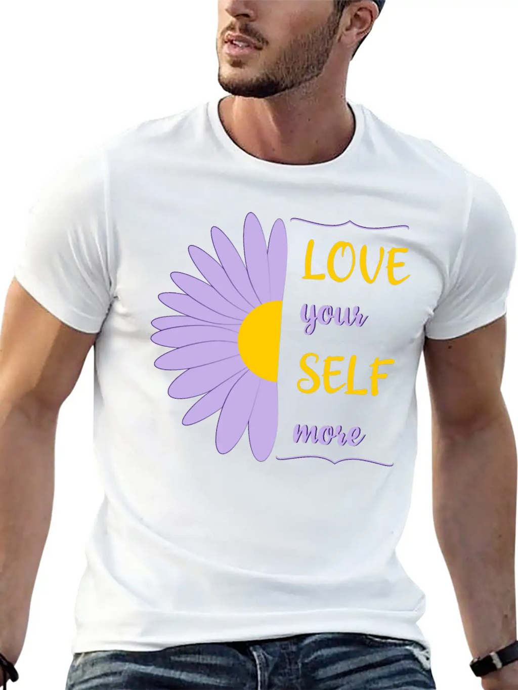 Love Your Self More Motivate Text Inspire Unisex Short Sleeve Soft Cotton T-Shirt – Casual Everyday Wear