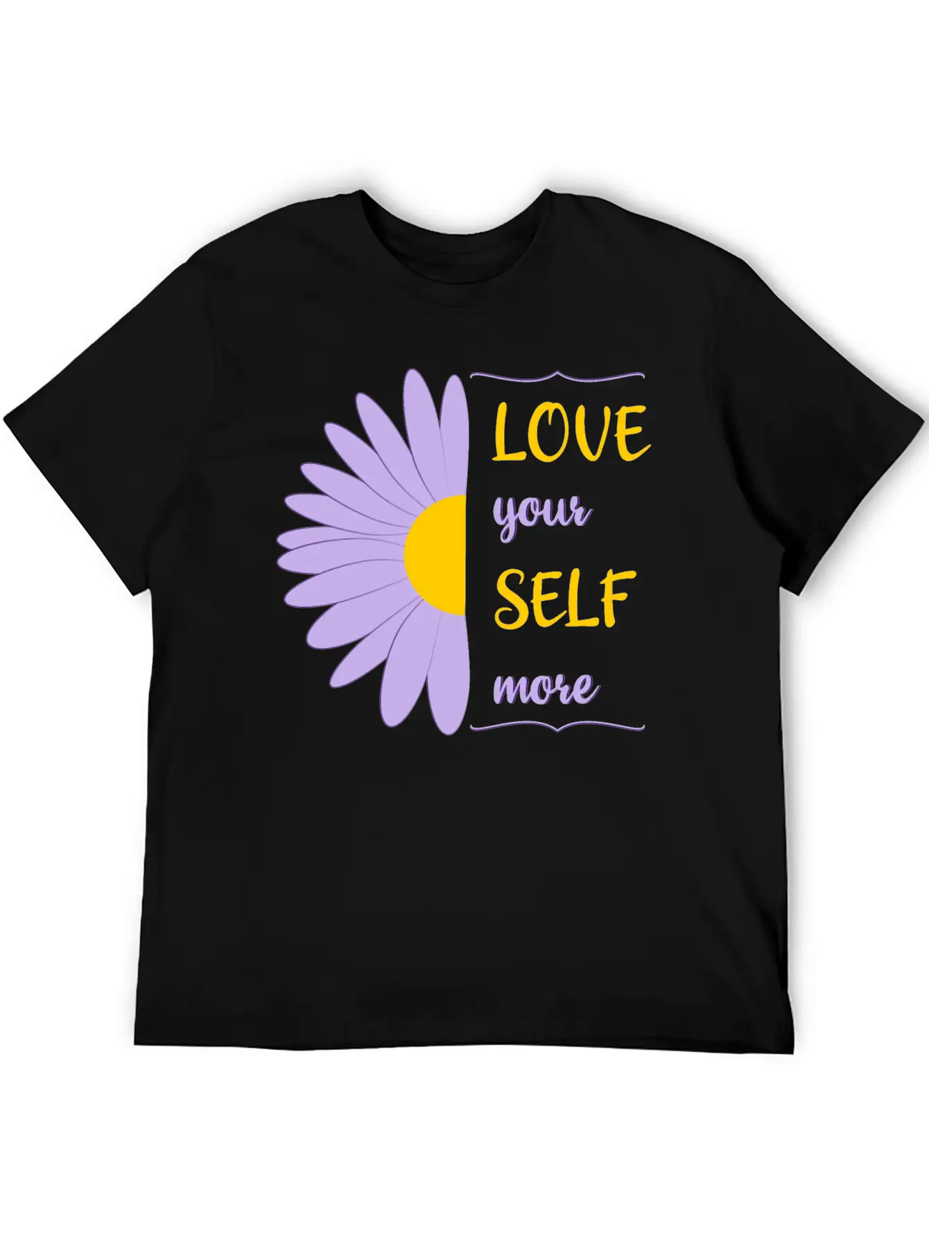 Love Your Self More Motivate Text Inspire Unisex Short Sleeve Soft Cotton T-Shirt – Casual Everyday Wear