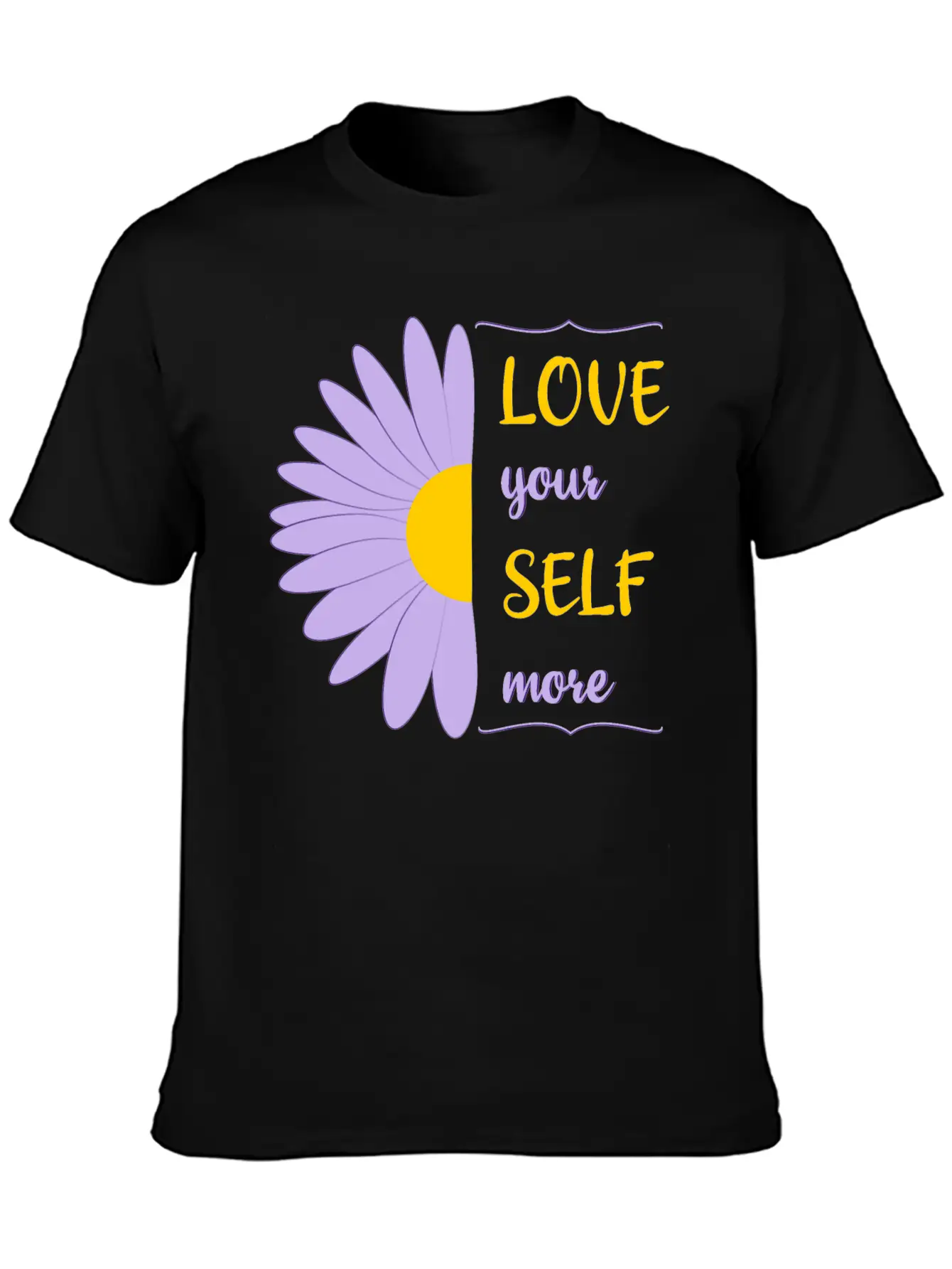 Love Your Self More Motivate Text Inspire Unisex Short Sleeve Soft Cotton T-Shirt – Casual Everyday Wear