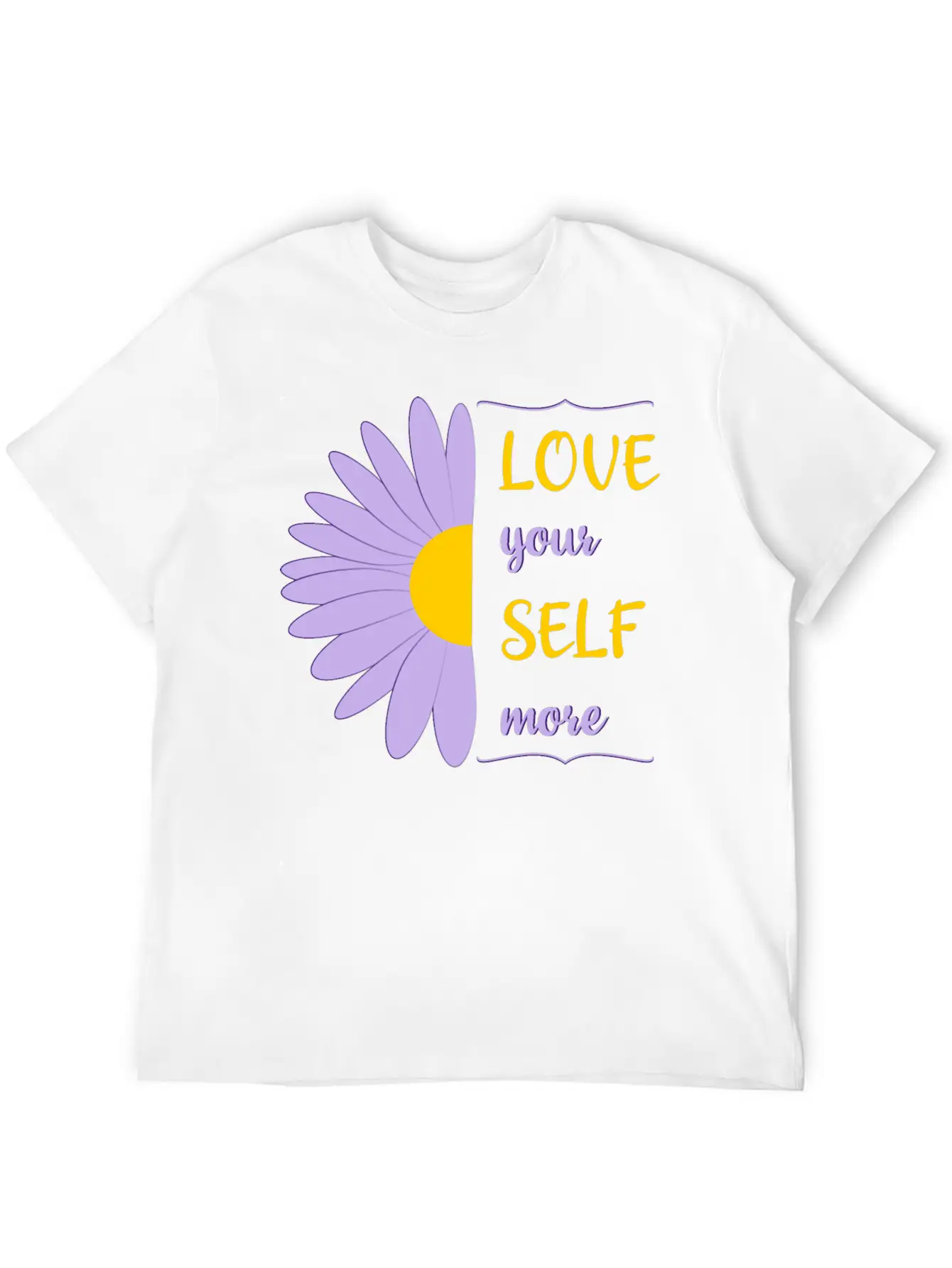 Love Your Self More Motivate Text Inspire Unisex Short Sleeve Soft Cotton T-Shirt – Casual Everyday Wear