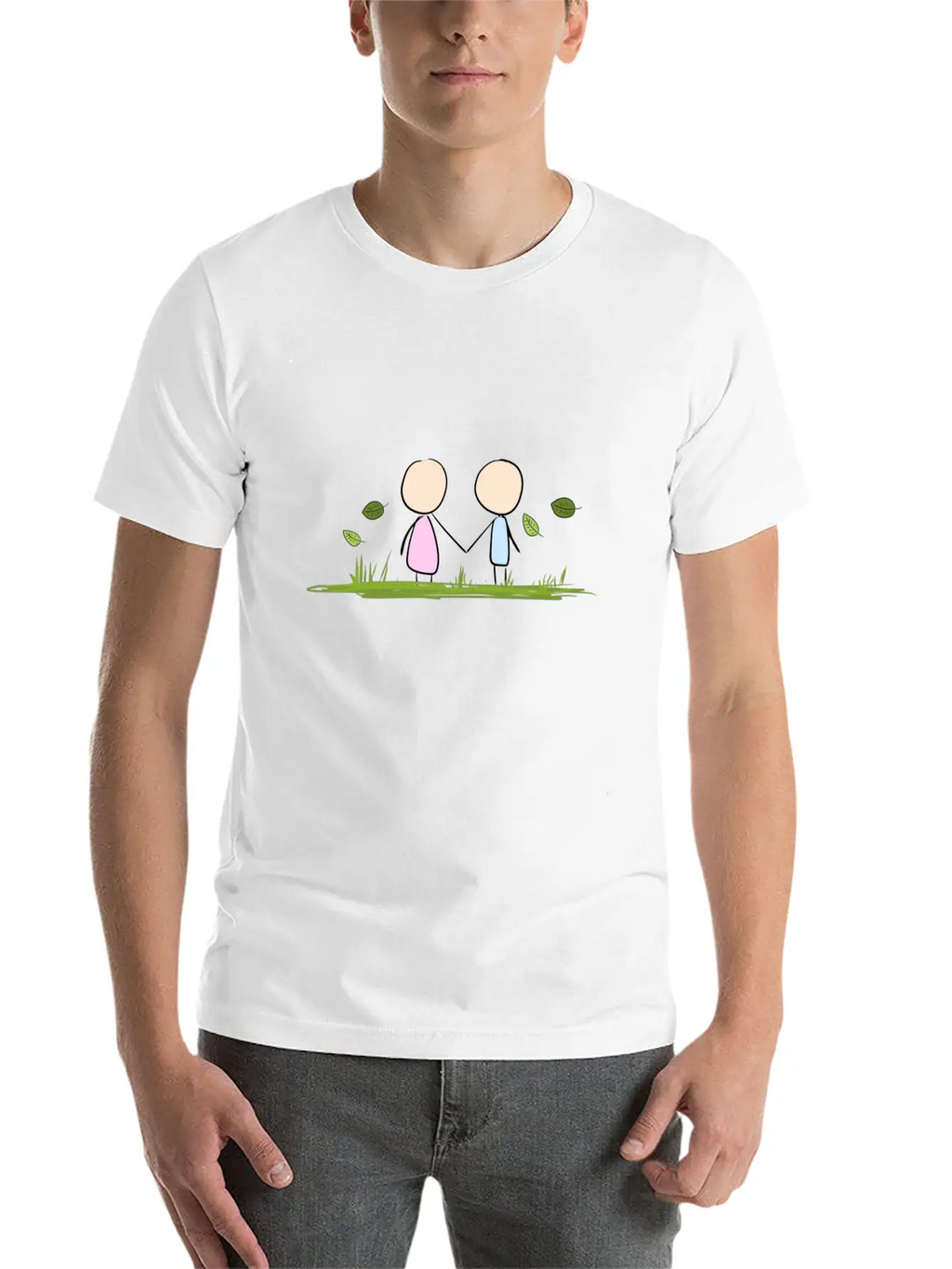 Lovers Wind Grass Couple Love Leaves Unisex Short Sleeve Soft Cotton T-Shirt – Casual Everyday Wear