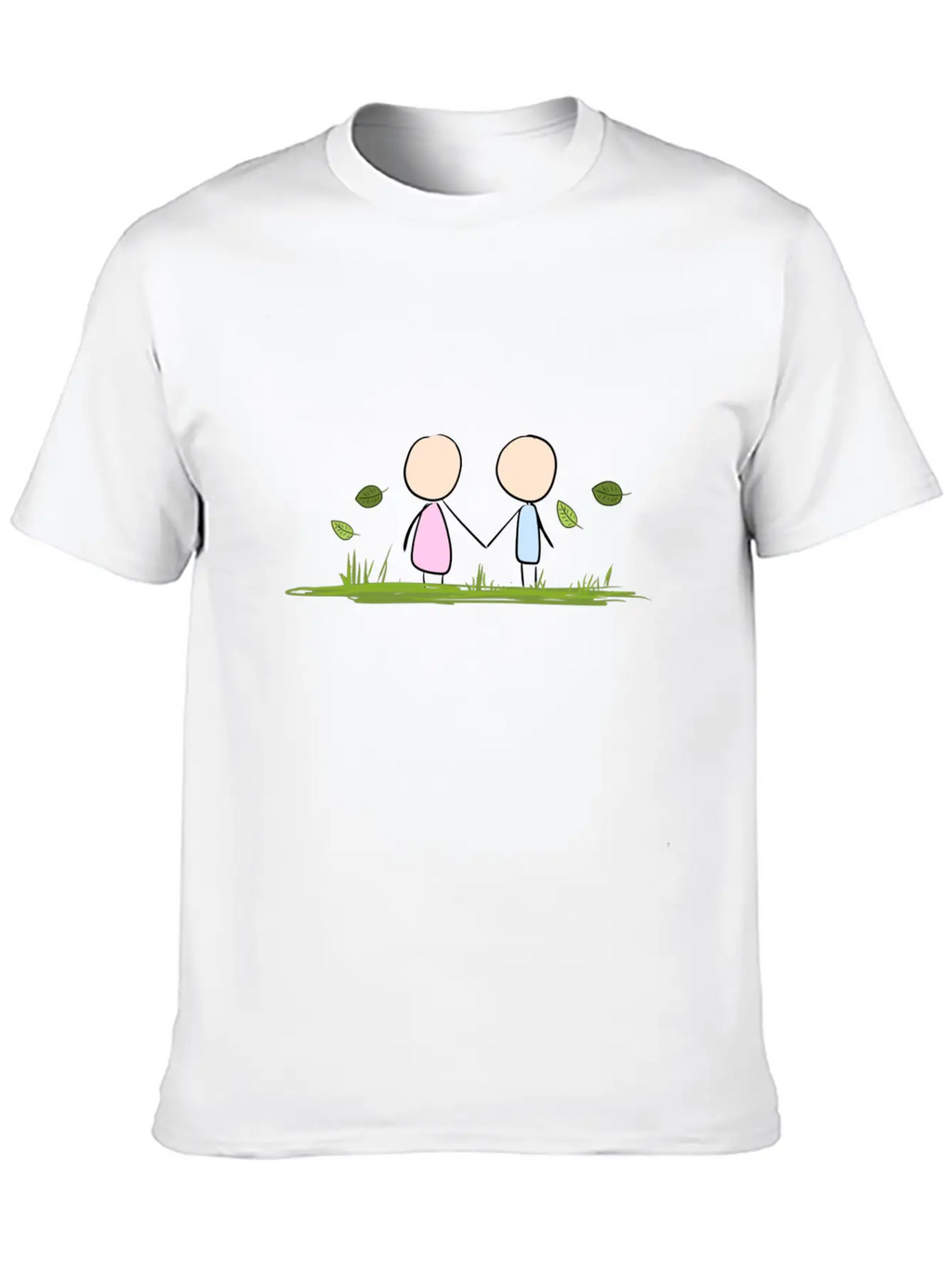 Lovers Wind Grass Couple Love Leaves Unisex Short Sleeve Soft Cotton T-Shirt – Casual Everyday Wear