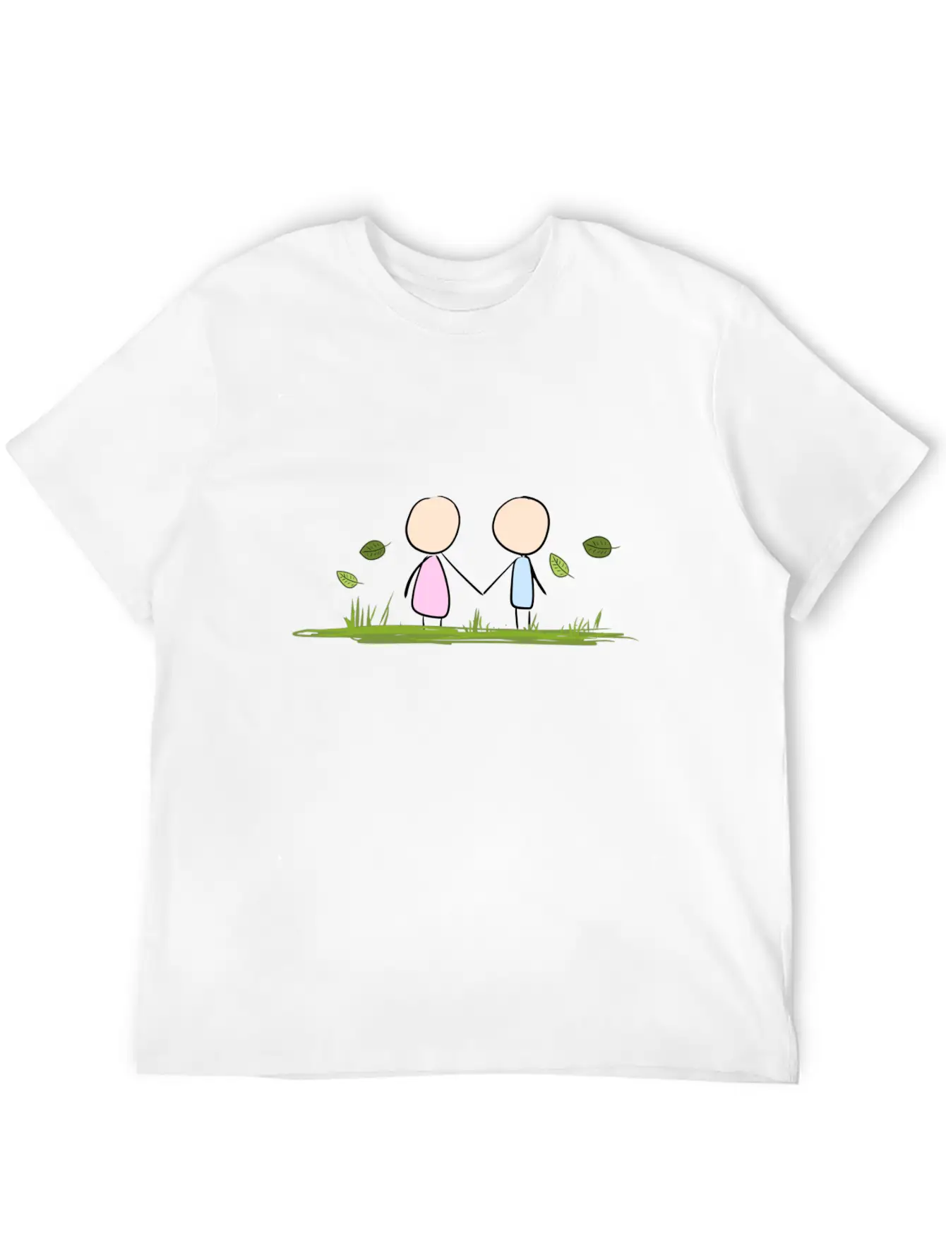 Lovers Wind Grass Couple Love Leaves Unisex Short Sleeve Soft Cotton T-Shirt – Casual Everyday Wear