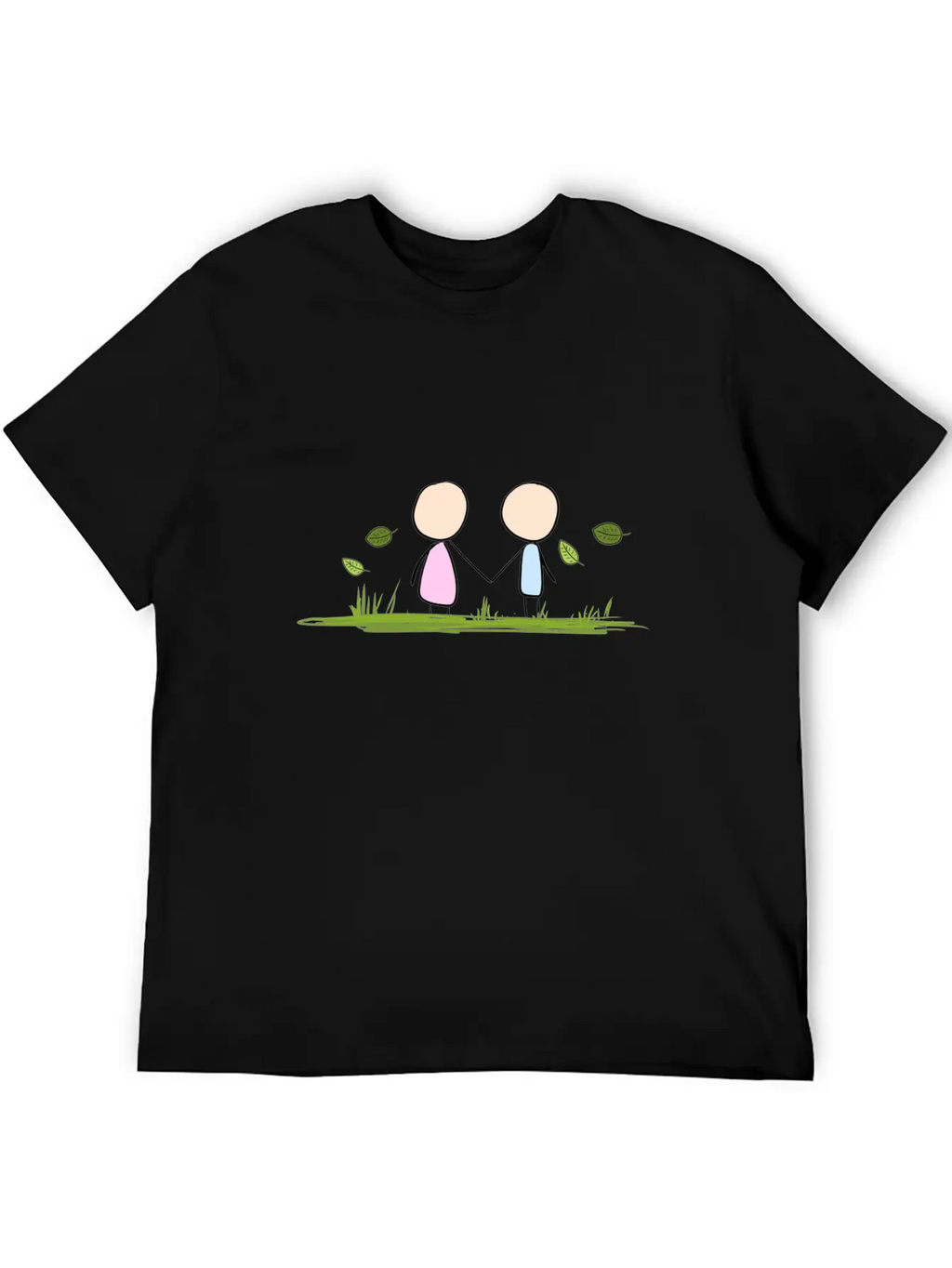 Lovers Wind Grass Couple Love Leaves Unisex Short Sleeve Soft Cotton T-Shirt – Casual Everyday Wear