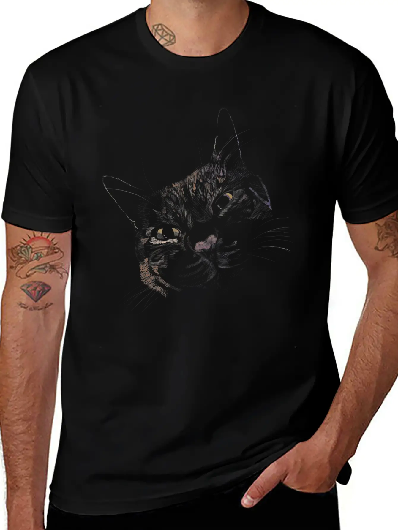 "Lovey Cat" Jamie's Hand-Drawn Cat Collection Breathable Graphic T-Shirt – Perfect For Casual Days