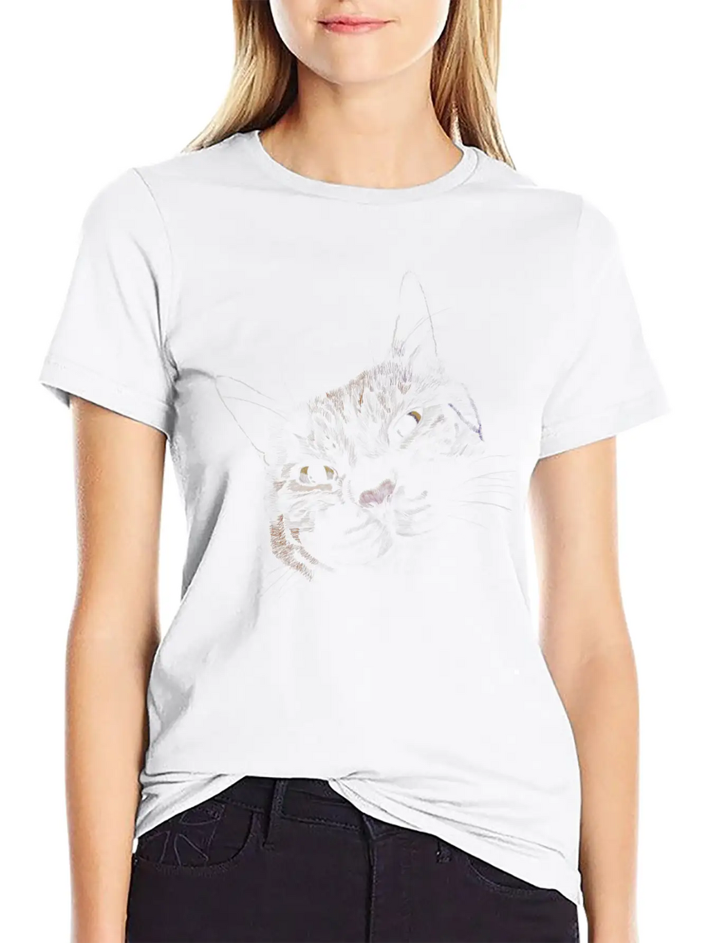 "Lovey Cat" Jamie's Hand-Drawn Cat Collection Breathable Graphic T-Shirt – Perfect For Casual Days