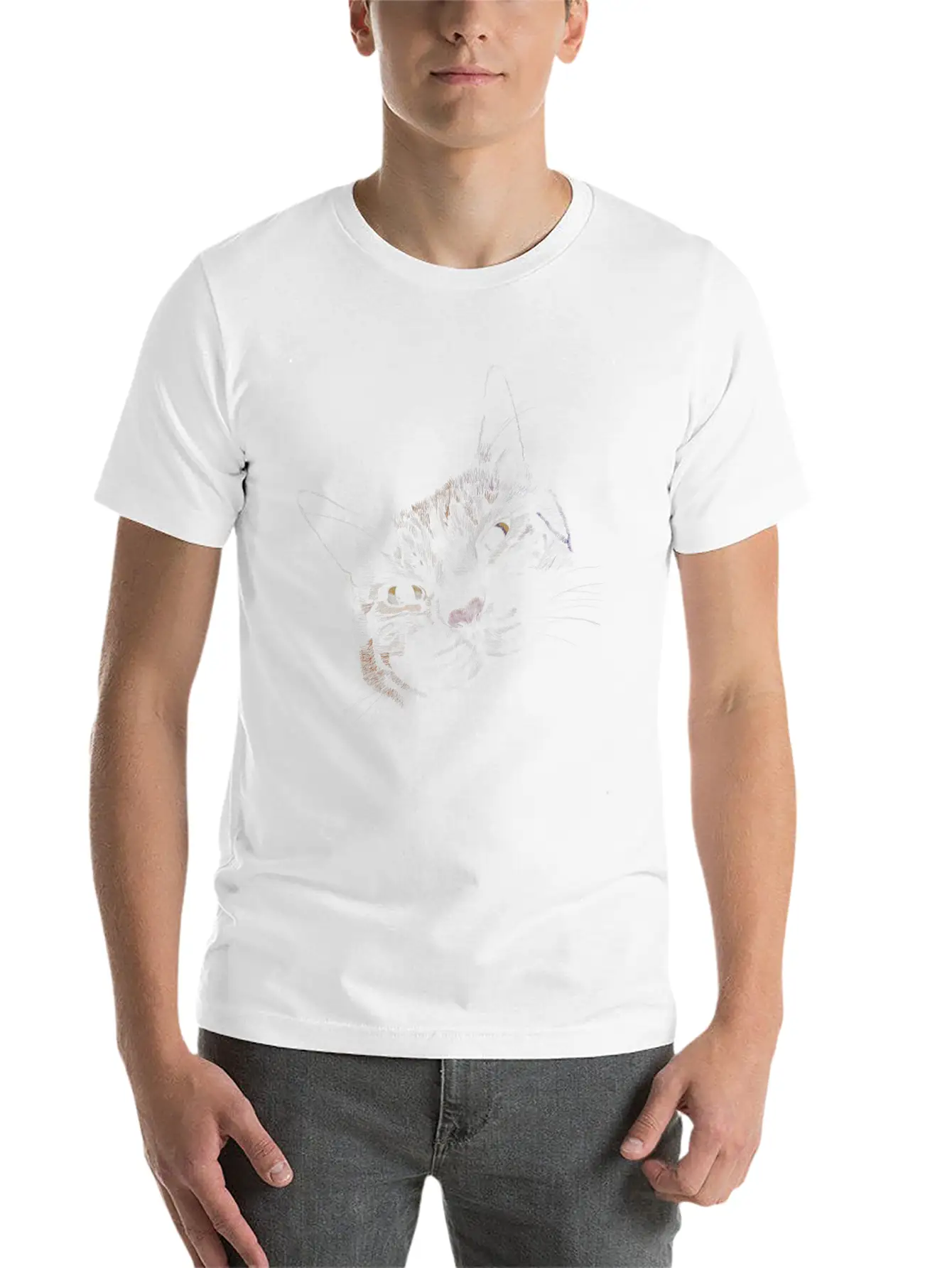 "Lovey Cat" Jamie's Hand-Drawn Cat Collection Breathable Graphic T-Shirt – Perfect For Casual Days