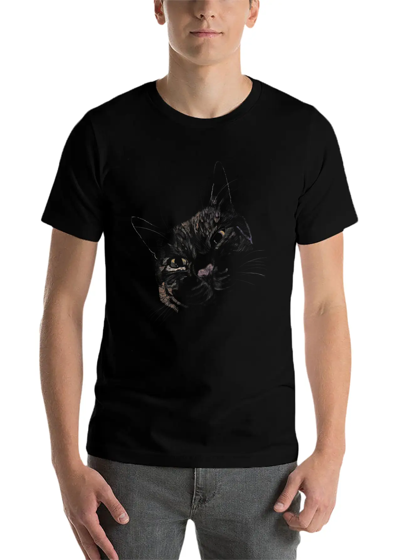 "Lovey Cat" Jamie's Hand-Drawn Cat Collection Breathable Graphic T-Shirt – Perfect For Casual Days