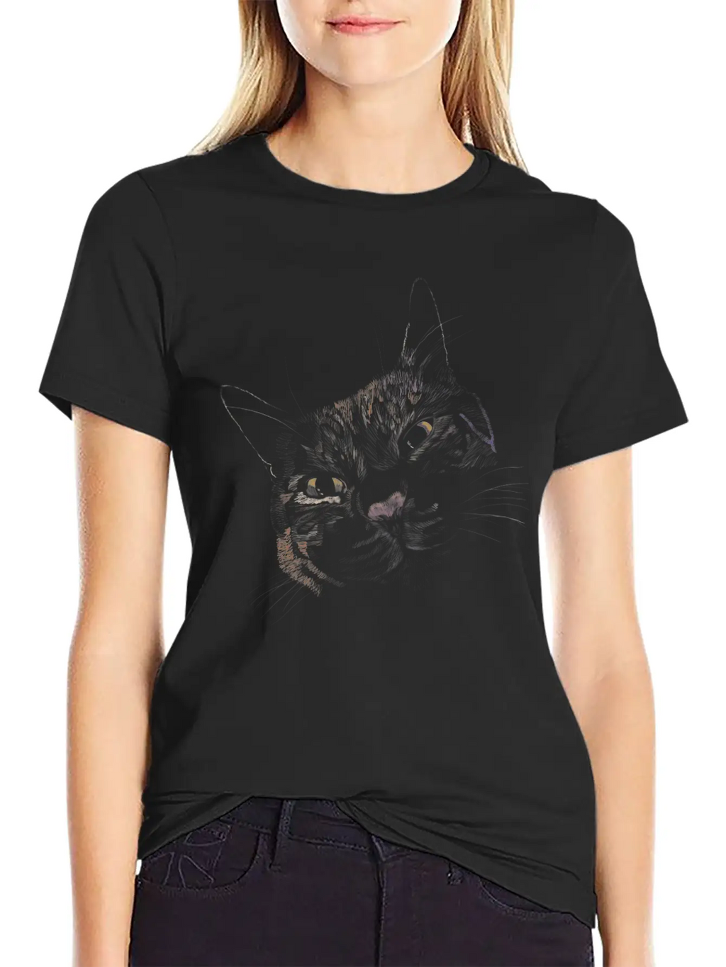 "Lovey Cat" Jamie's Hand-Drawn Cat Collection Breathable Graphic T-Shirt – Perfect For Casual Days