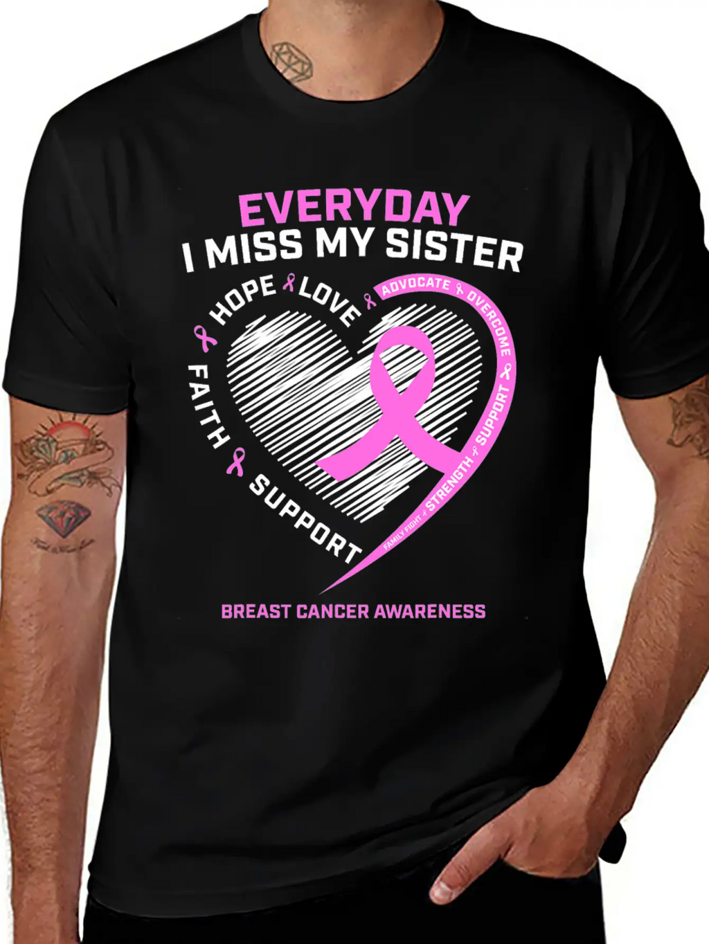 Loving Memory Tee Sister Breast Cancer Awareness Stylish Everyday T-Shirt – Unisex Basic Cotton Tee